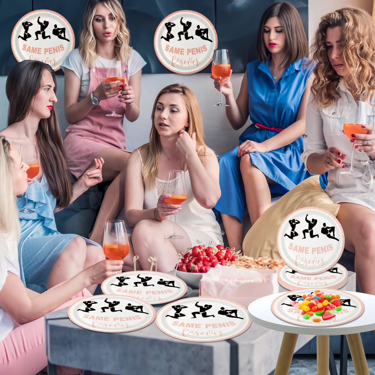 Bachelorette Party Plates & Decorations - Naughty Plates, Cups & Favors Sets, Male Dancer Plates, Bridal Shower Supplies, Hen Party Sign