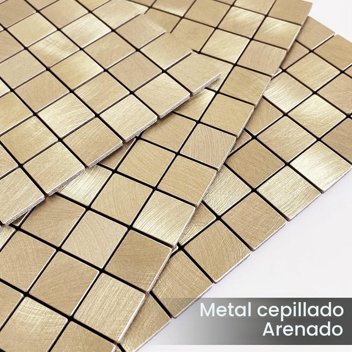 BeNice Pegatinas Azulejos Cocina Autoadhesivas Mosaico Dorado 10pzs