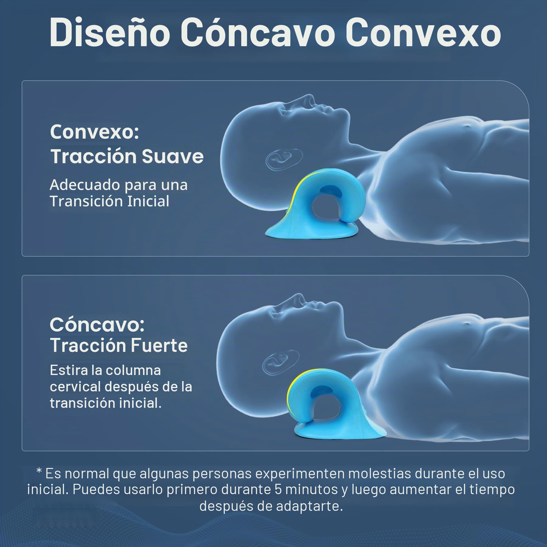 Estirador de cuello para aliviar el dolor, relajante de cuello y hombros, dispositivo de tracción cervical, almohada para relajación muscular y alivio del dolor de ATM (azul)