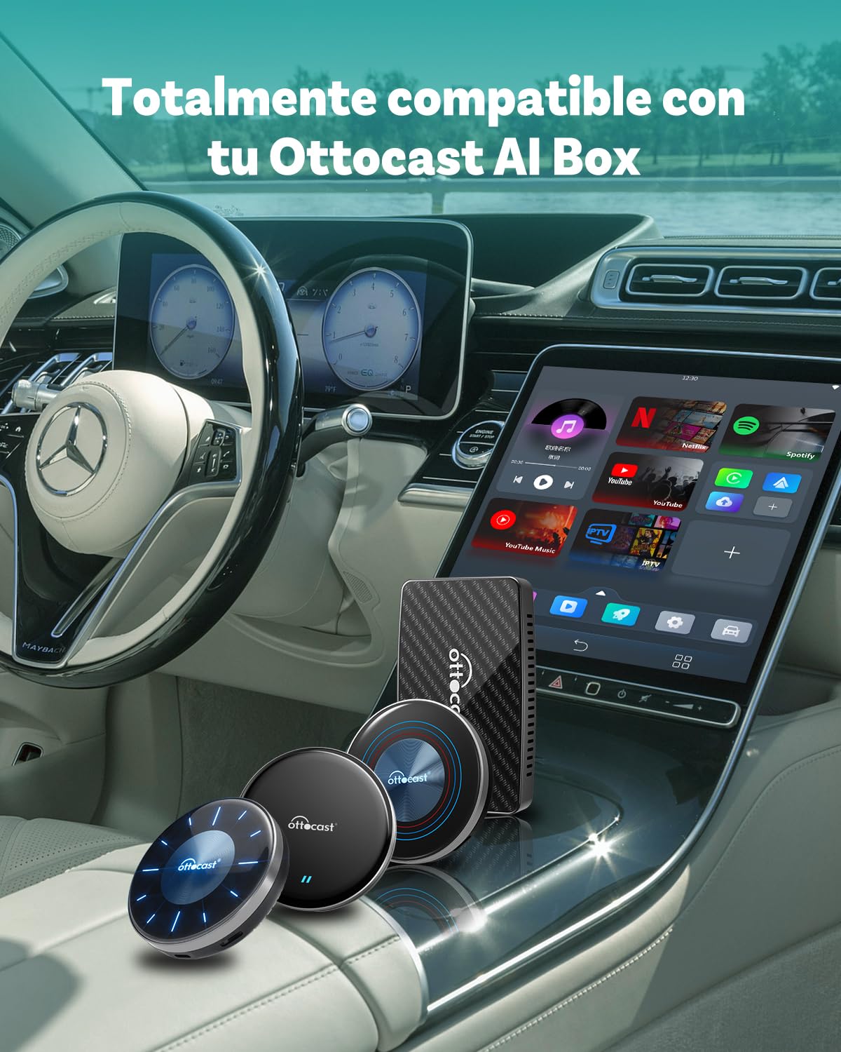 Control Remoto Inalámbrico Ottocast Bluetooth Air Mouse para CarPlay AI Box – Control OttoAibox I3/P3/P3 Lite/Play2Video Pro & PICASOU 2