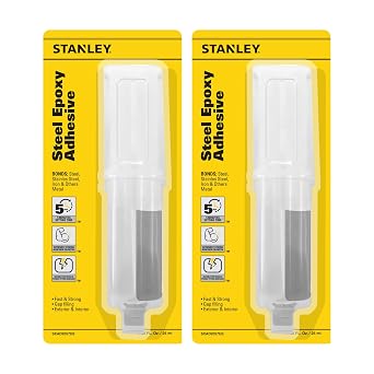 STANLEY Steel Adhesive - Quick Bonding for Repairs, Automotive, and Construction - 0.85 oz - 2 Pack