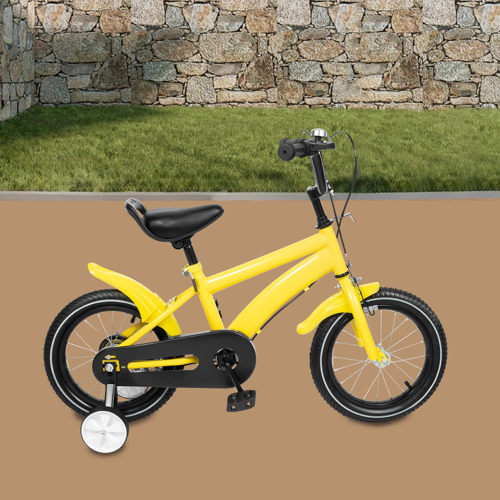 Bicicleta infantil para niños y niñas, altura regulable con ruedas estabilizadoras desmontables para niños de 5 a 8 años