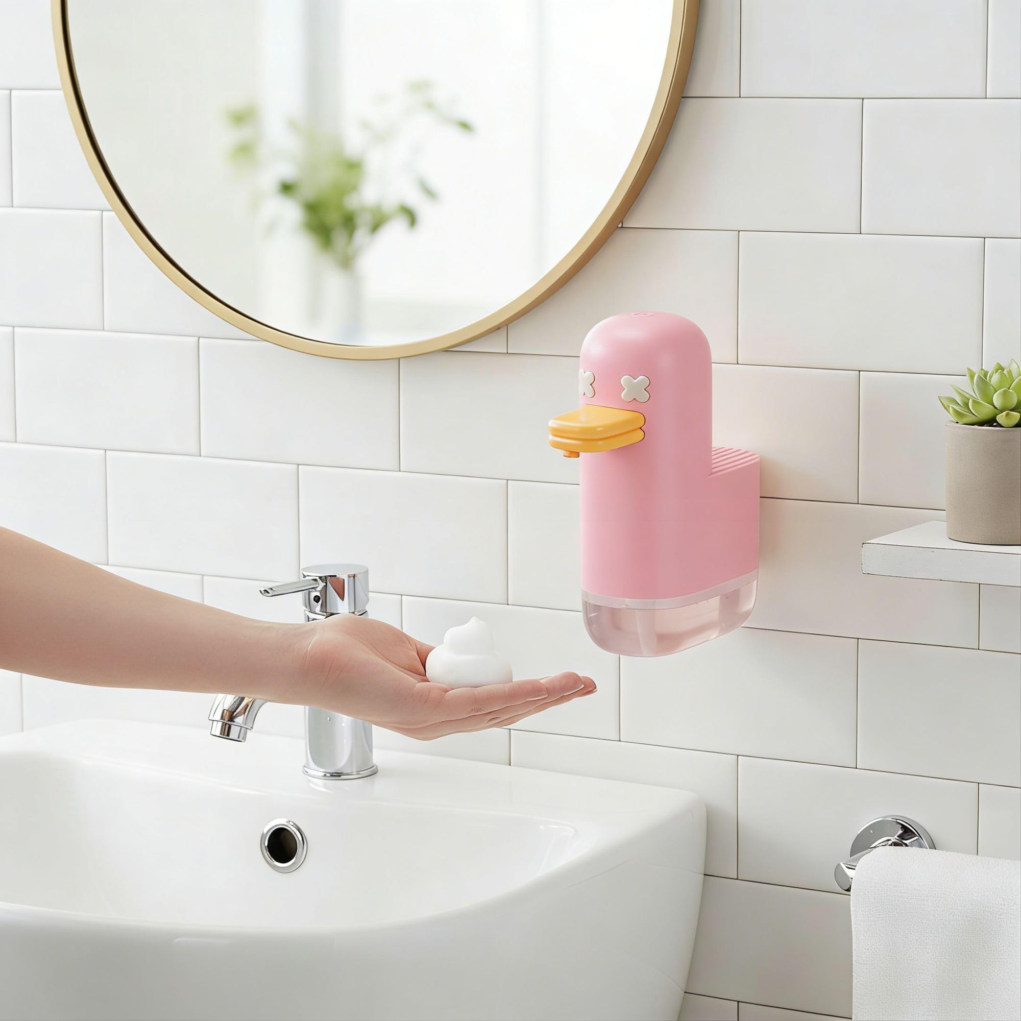 Sxhlseller Automatischer Schaumseifenspender, Berührungsloser Entenseifenspender in Niedlicher Entenform, Ideal für Badezimmer, Küche & Kinder