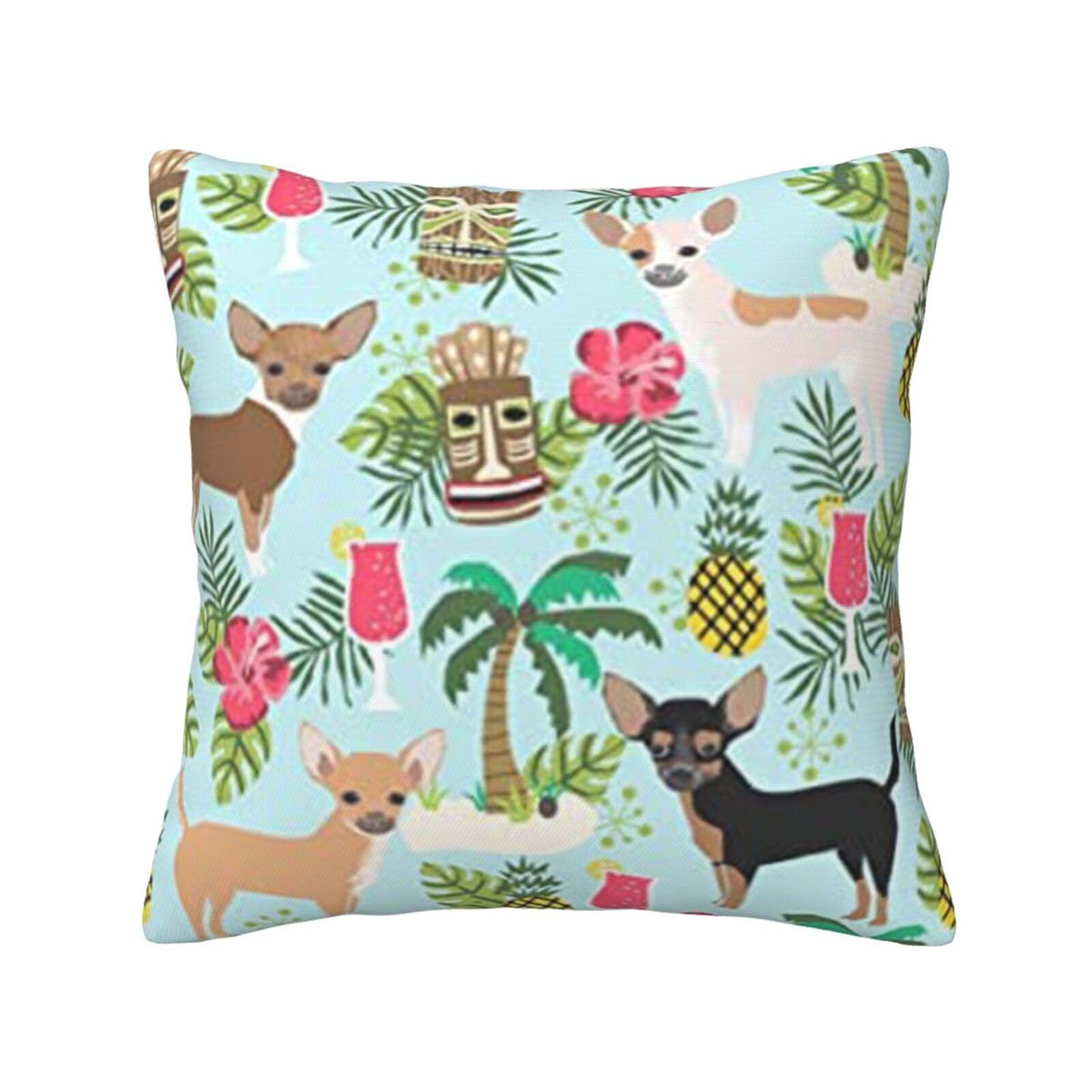 FFSHKOWE Dog Pineapple Decorative Throw Pillow Cover Double-Sided Printed Cushion Cover for Sofa Couch Bed Chair 40 x 40cm