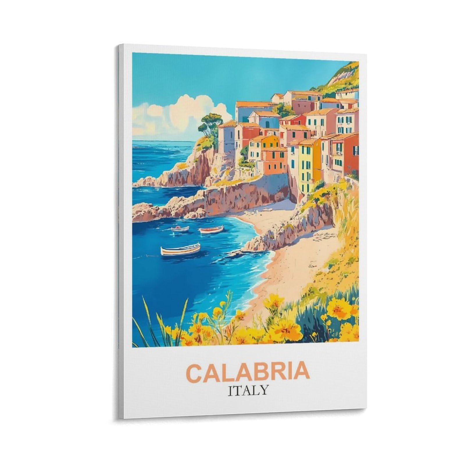 YMQWJYLW Calabria Italy Vintage Travel Posters 12x18inch(30x45cm) Canvas Printing Home Decor Wall Art Prints