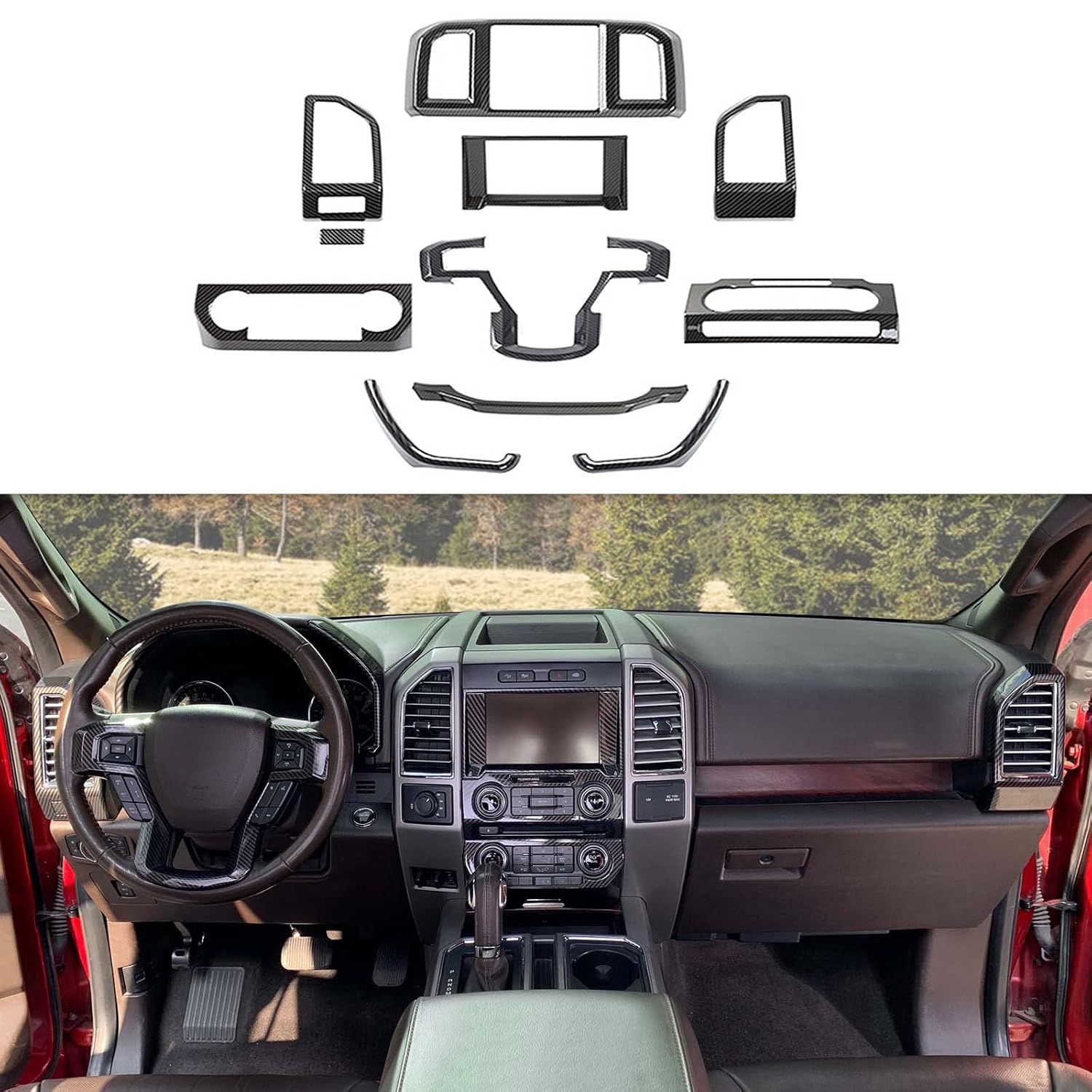 CheroCar 11PCS Interior Decoration Trim Kit for Ford F150 20152020