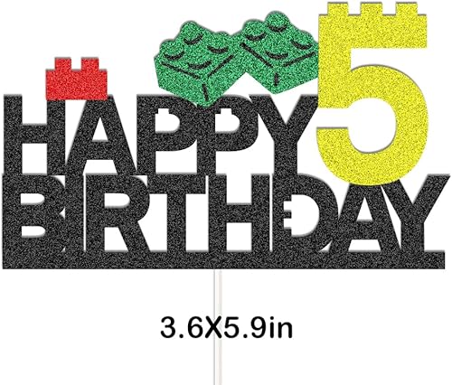 Miniatura 4 de Suministros para fiesta de cumpleaños de bloques de construcción, decoración de pasteles para bloques de construcción para decoración de fiesta de