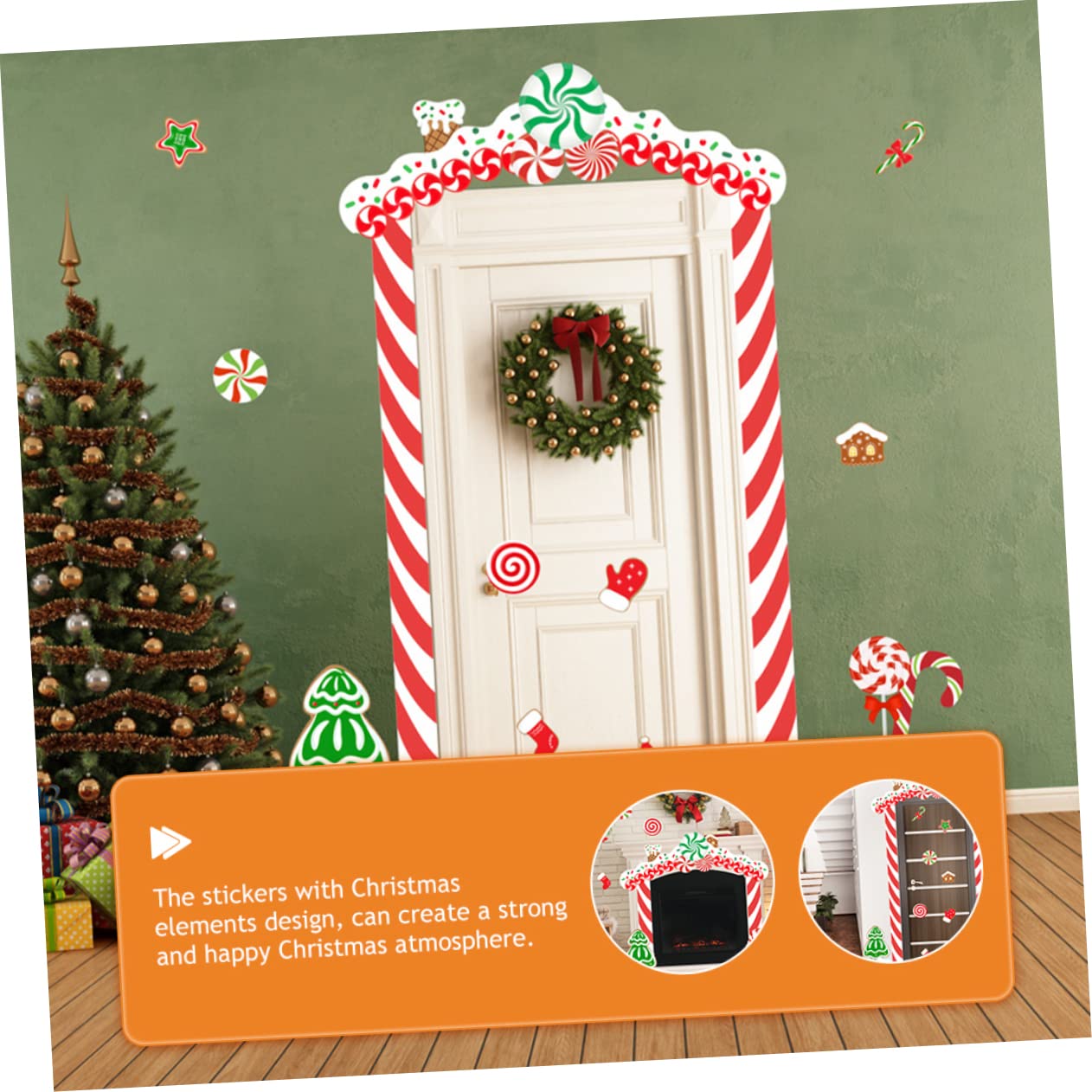 PRETYZOOM 5 Set Di Natale Adesivi Telaio Della Porta Di Natale Porta Di Della Finestra Decorazioni Per La Casa Di Ornamenti Natività Divertente Decorazione Della