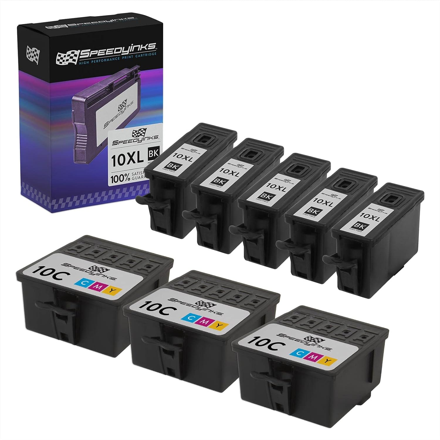 SPEEDYINKS Compatible Ink Cartridge Replacement for Kodak #10B & Kodak #10C (5 Black, 3 Color, 8-Pack) Compatible with Kodak ESP 3 3250 5 5210 5250 7 7250 9 9250 Office 6150 Hero 6.1 7