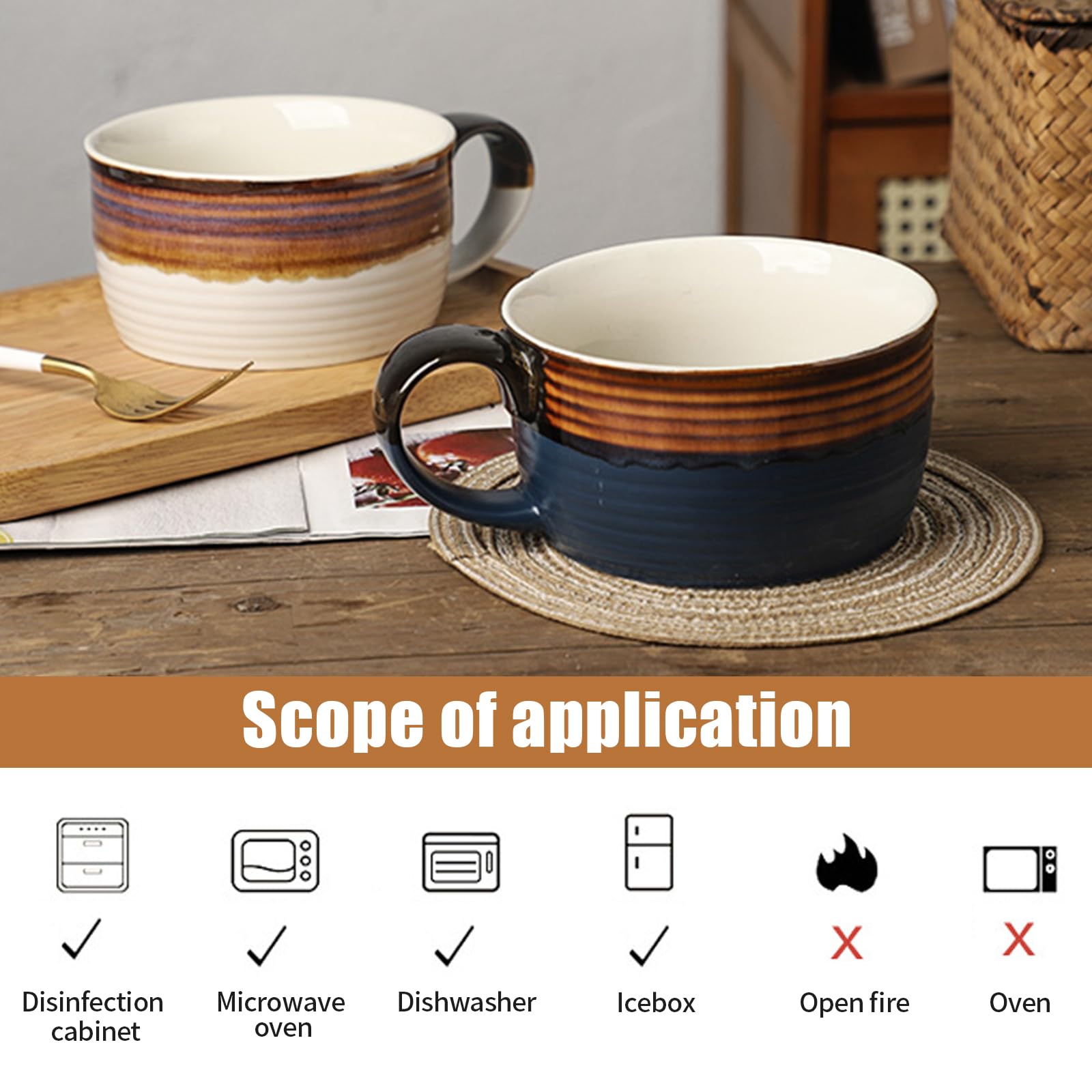 Tazza da caffè grande, 700 ml, grande ciotola con manico, ciotola per cereali con manico, tazza da caffè XXL, tazza da caffè grande in ceramica (bianco, 700 ml)