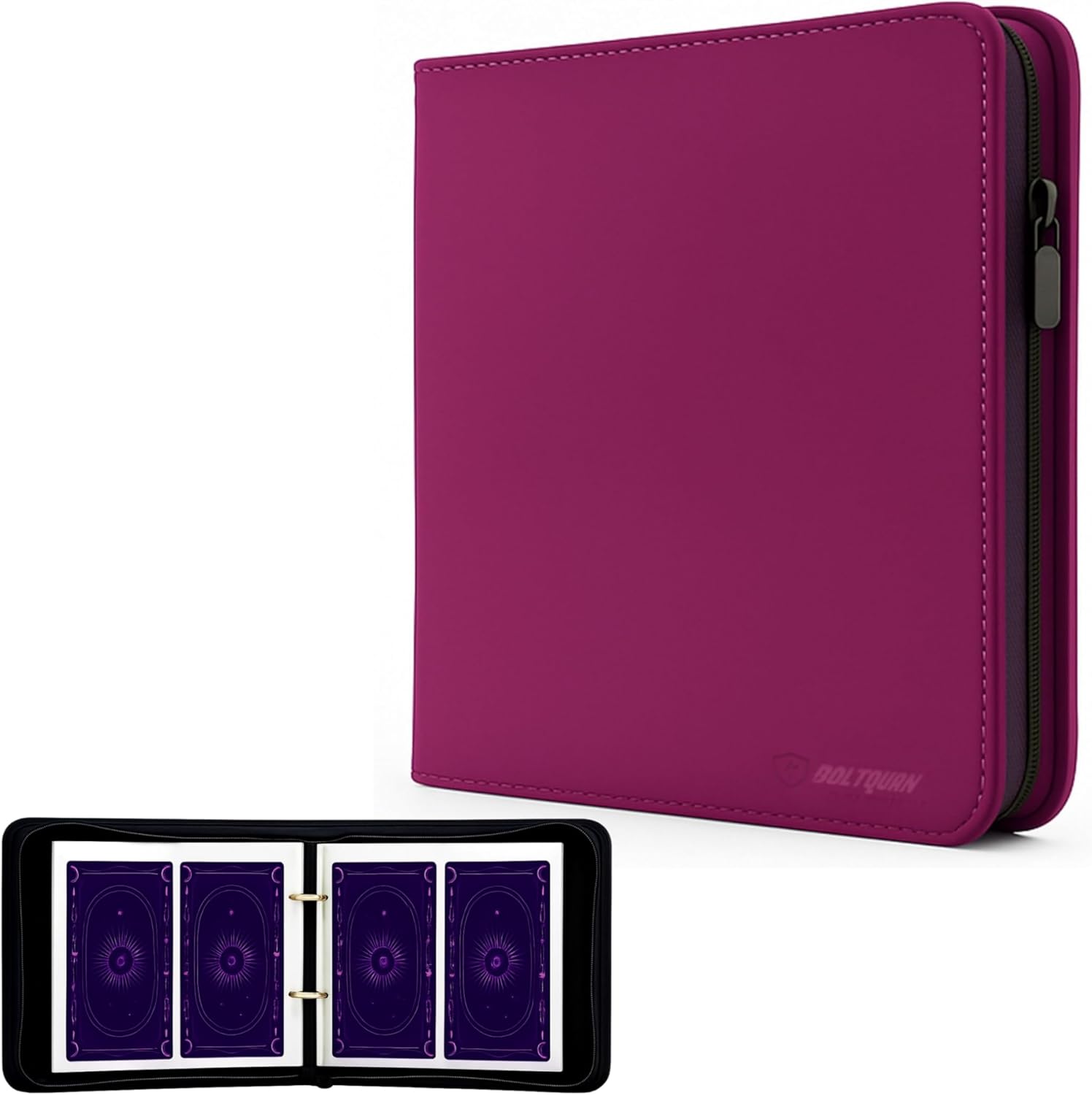 Tarot Card Binder PU Leather – Holds 80 Cards, Zippered Storage Case for Tarot & Oracle Cards – Portable Album with Expandable Sleeves, Double-Sided Sheets (Wine Red)