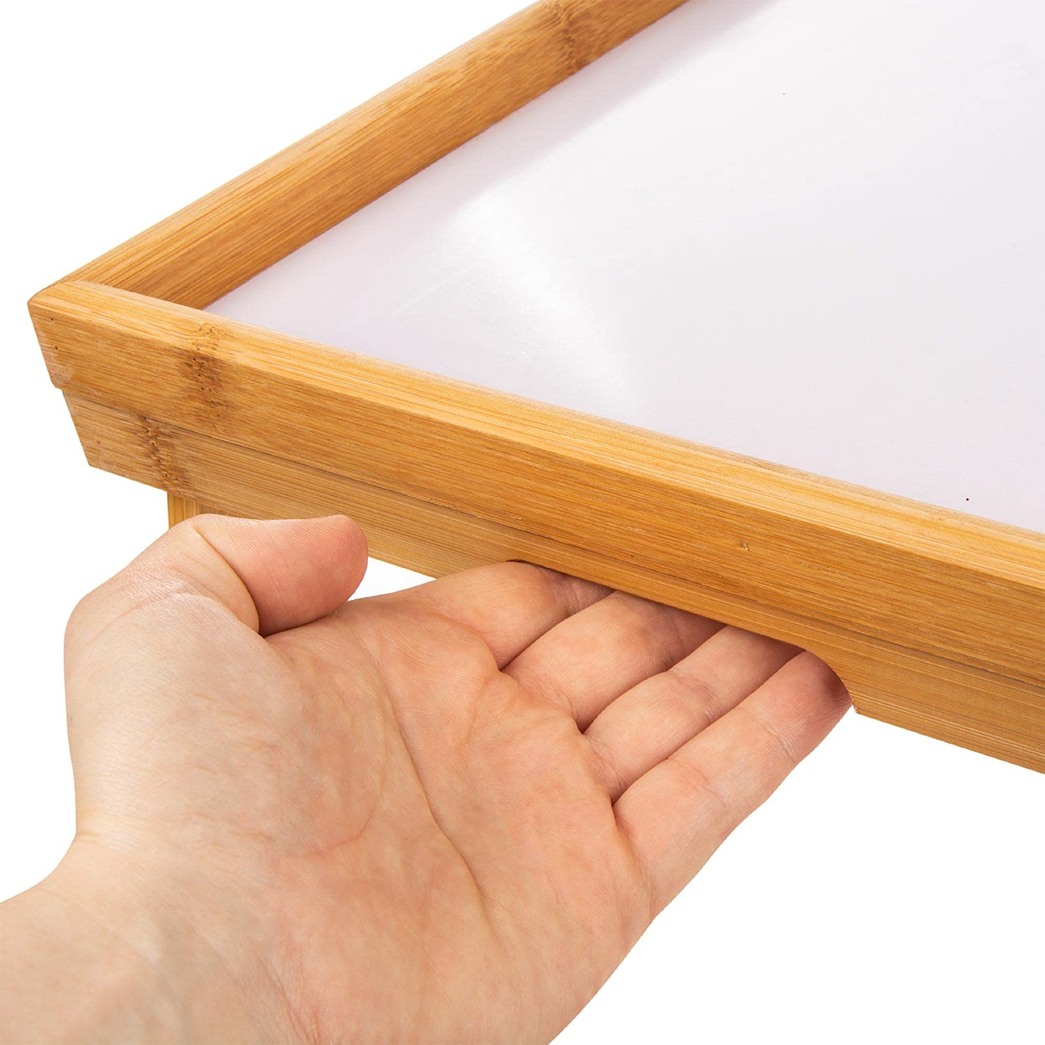 Frühstückstablett Bambus Bett-Tablett Serviertablett Betttisch mit klappbaren Beinen - auch als Lapdesk, Notebook-Tisch verwendbar (Holz)