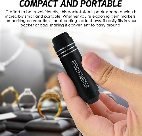 Vista 3 de Espectroscopio de difracción de mano, espectrómetro gemológico de rejilla de tamaño bolsillo en una herramienta de gemas, lupa de ojo para uso GIA e
