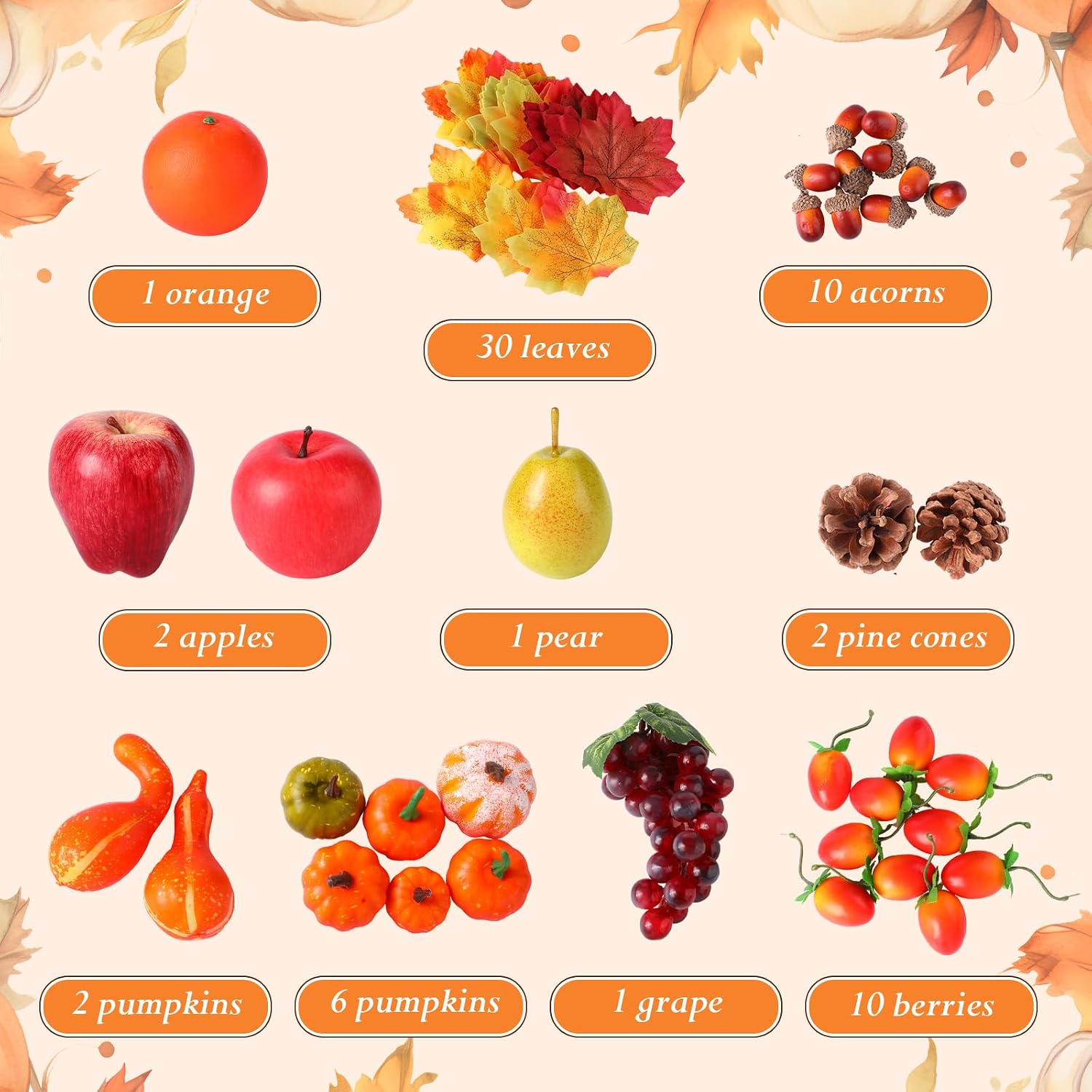 76 Pcs Thanksgiving Fall Cornucopia Basket Set Fall Table Centerpiece Large Thanksgiving Autumn Cornucopia Horn of Plenty Harvest Table Decorations with Pumpkin Fruit Inspirational Sticker
