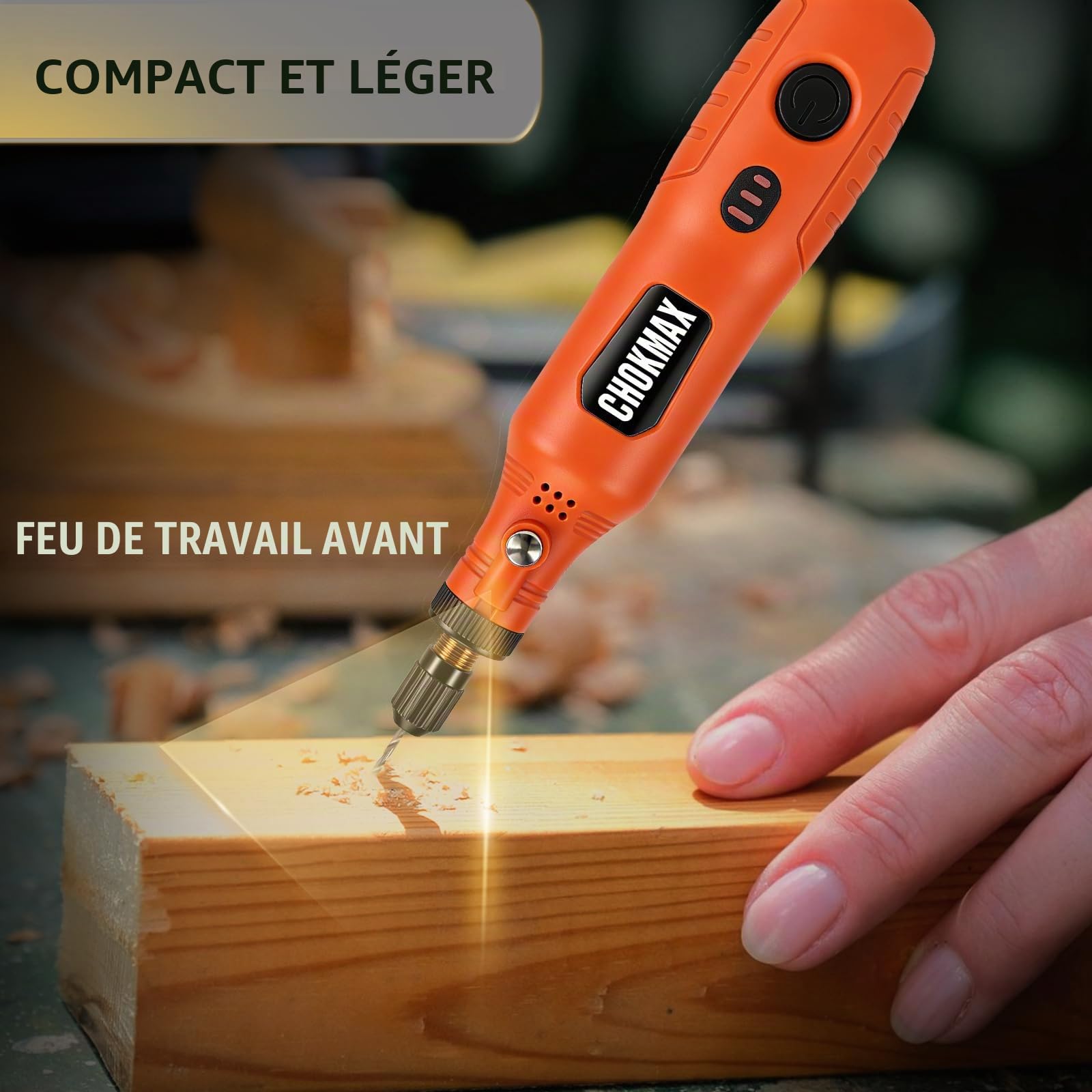 Outil rotatif sans fil, kit de meuleuse à 3 vitesses avec éclairage avant et 72 accessoires, outil de type C rechargeable pour le nettoyage, le ponçage, le polissage, le perçage et les petits travaux