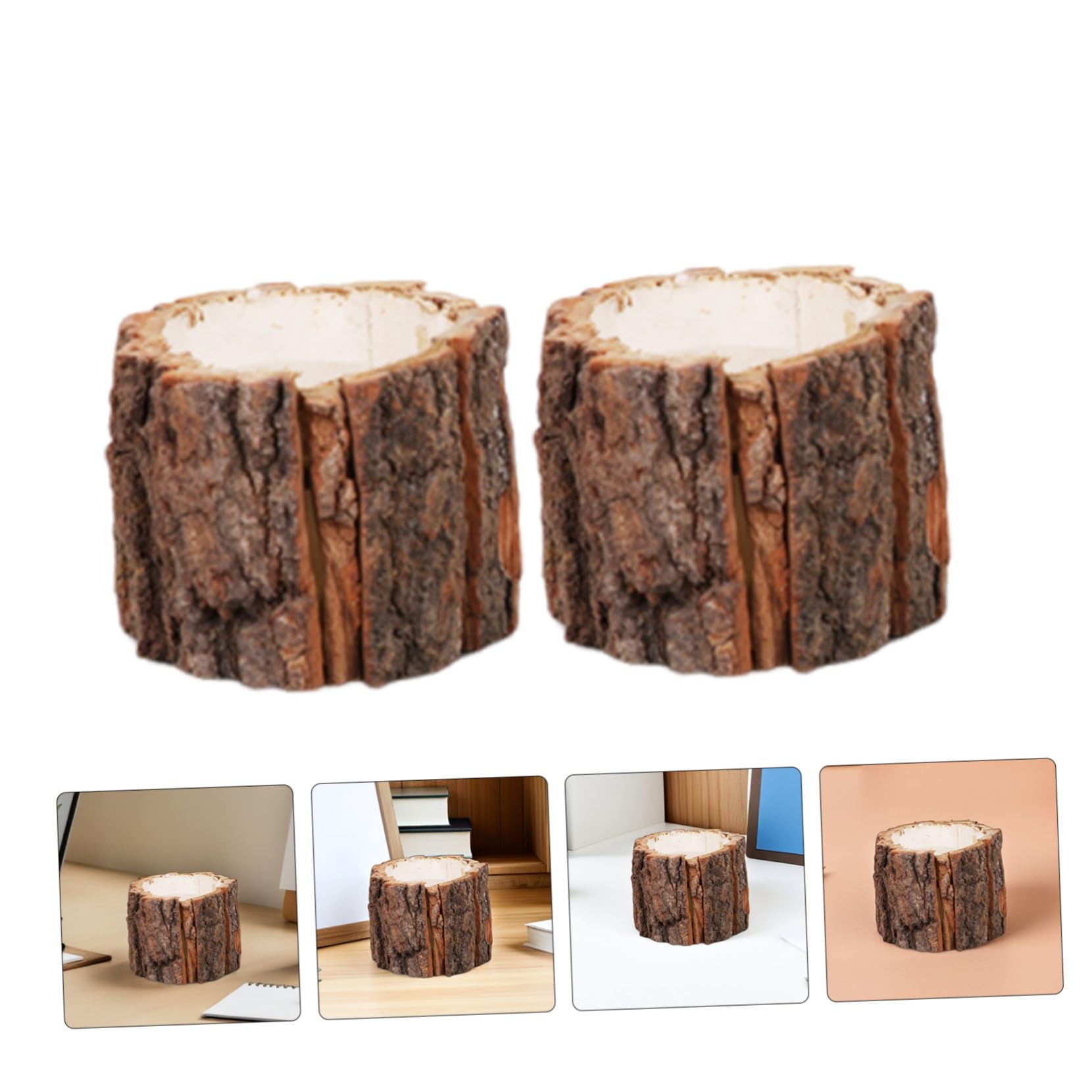 5pezzi Portapenne in Legno da Organizzatore per Scrivania Stile Rattan Contenitore per Penne e Cancelleria Decorativo per Ufficio e Casa