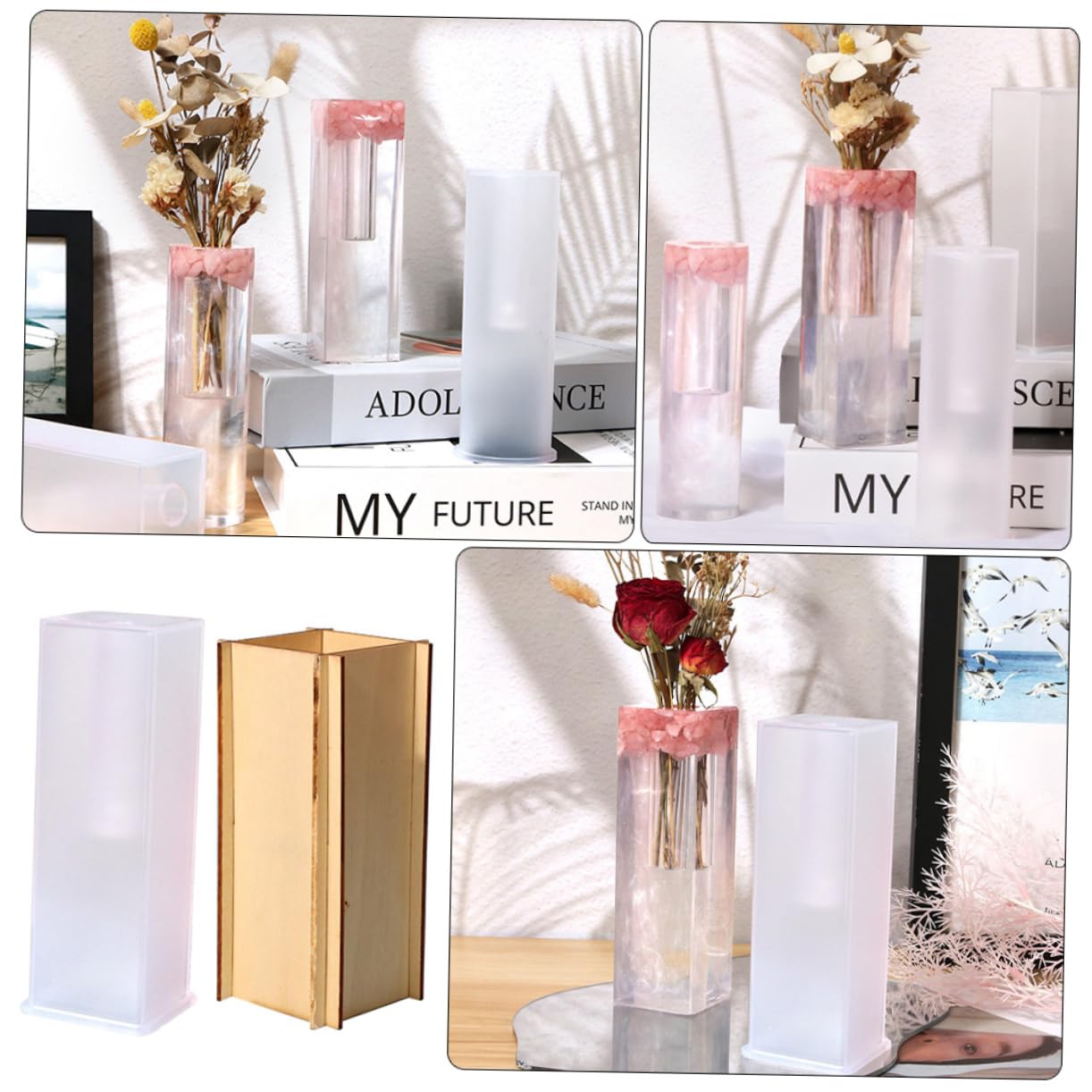 OSALADI 3 Juegos Molde de Florero de Silicona Diy para Decoración de Plantas Suculentas de Desmoldar y Limpiar Incluye Soporte para Manualidades