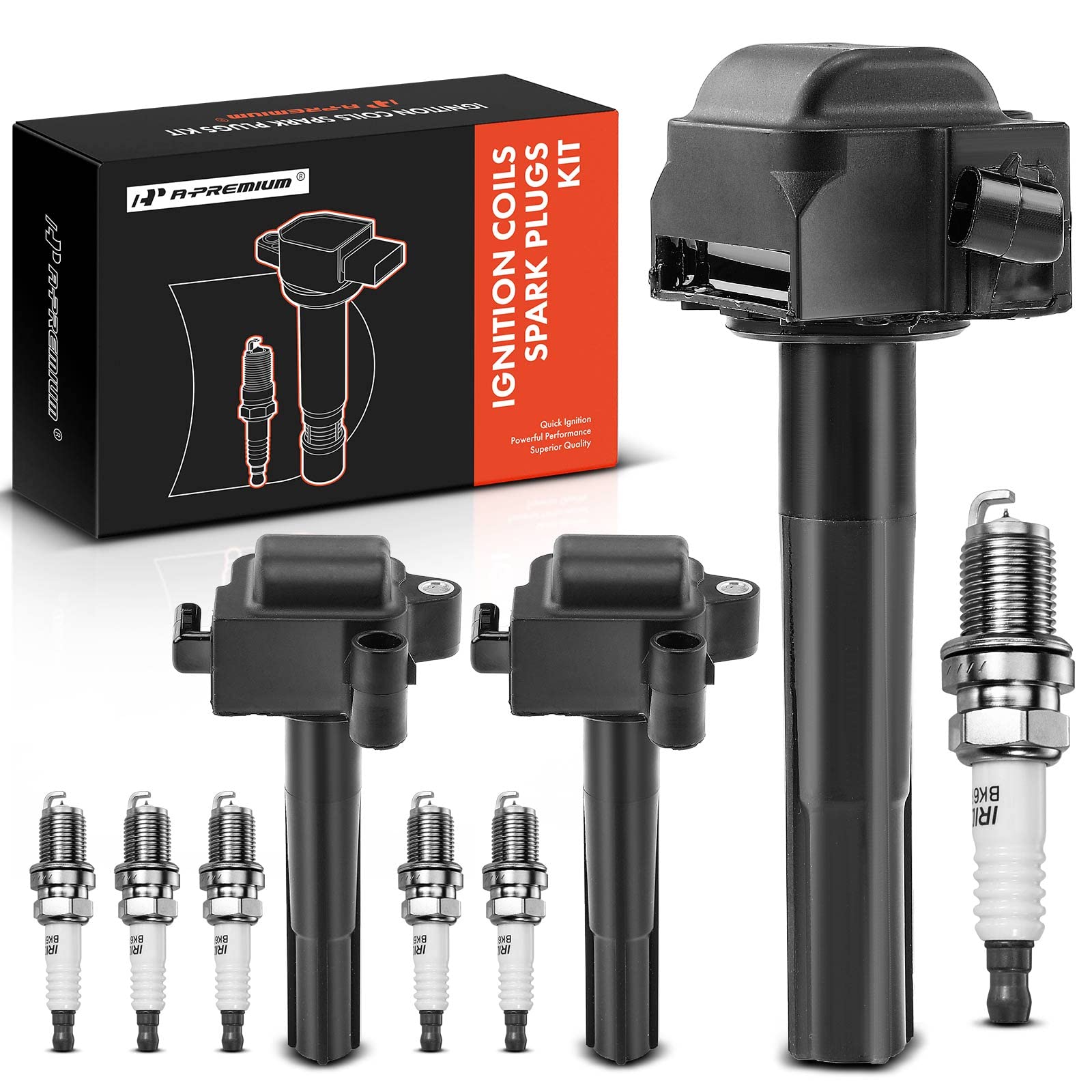 A-Premium Ignition Coils and Spark Plugs Kits Compatible with Toyota Camry 1996-2001, Sienna 1998-2000, Avalon 1996-1999, Solara 1999-2003 & Lexus ES300 1996-2001, 3.0L 3-PC Set