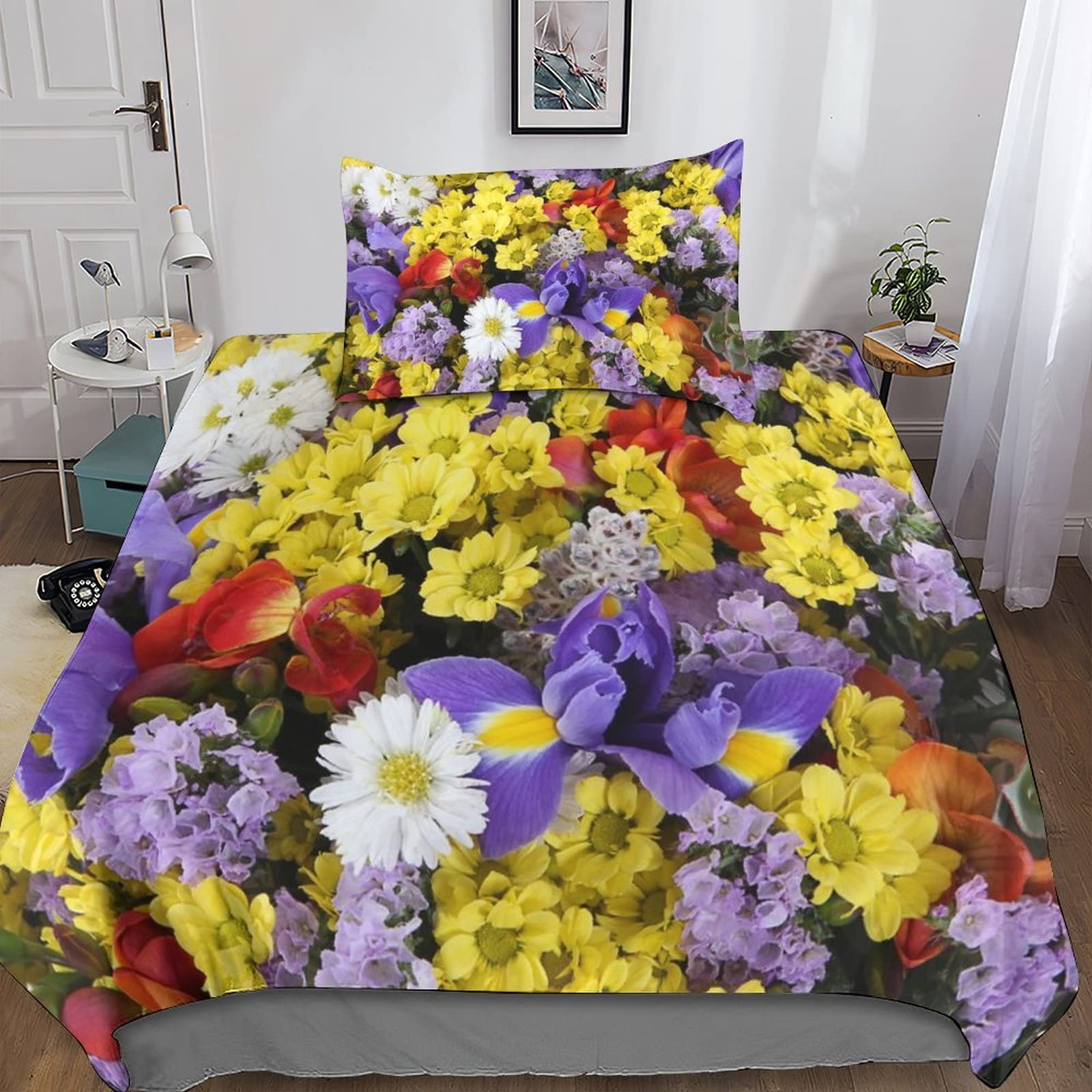 Housse de couette 135x200 microfibre rose 3D bedding single pour lit 1 place