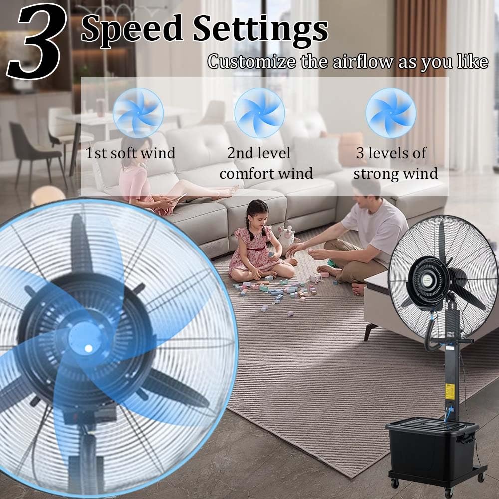 Ventilatore industriale da esterno con nebulizzatore, grande ventilatore nebulizzatore per garage, fabbrica, palestra, officina e giardino, 40,6 cm
