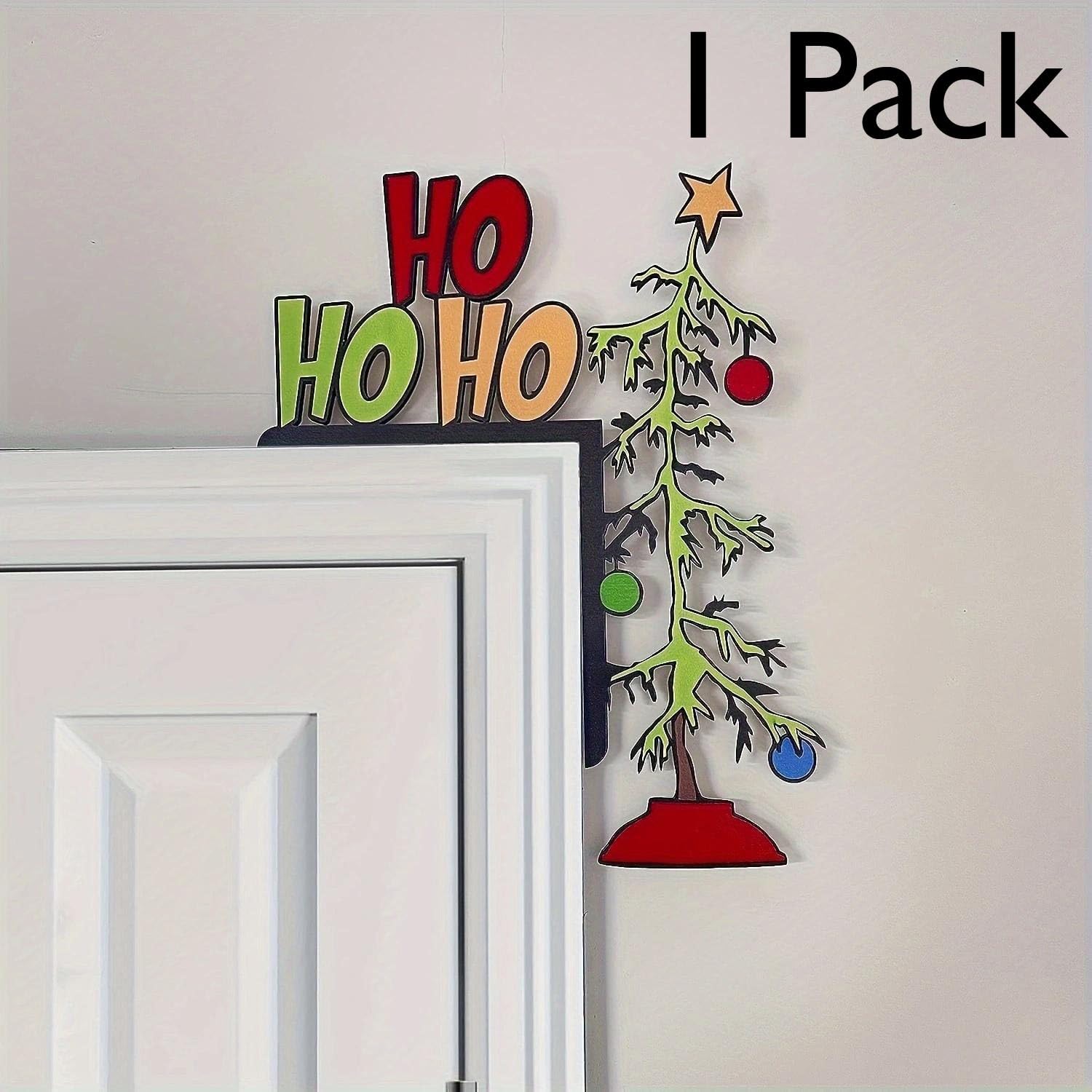 Whimsical Christmas Door Sitter, Wooden Frame Corner Decor, Holiday Gift (1 Pack)