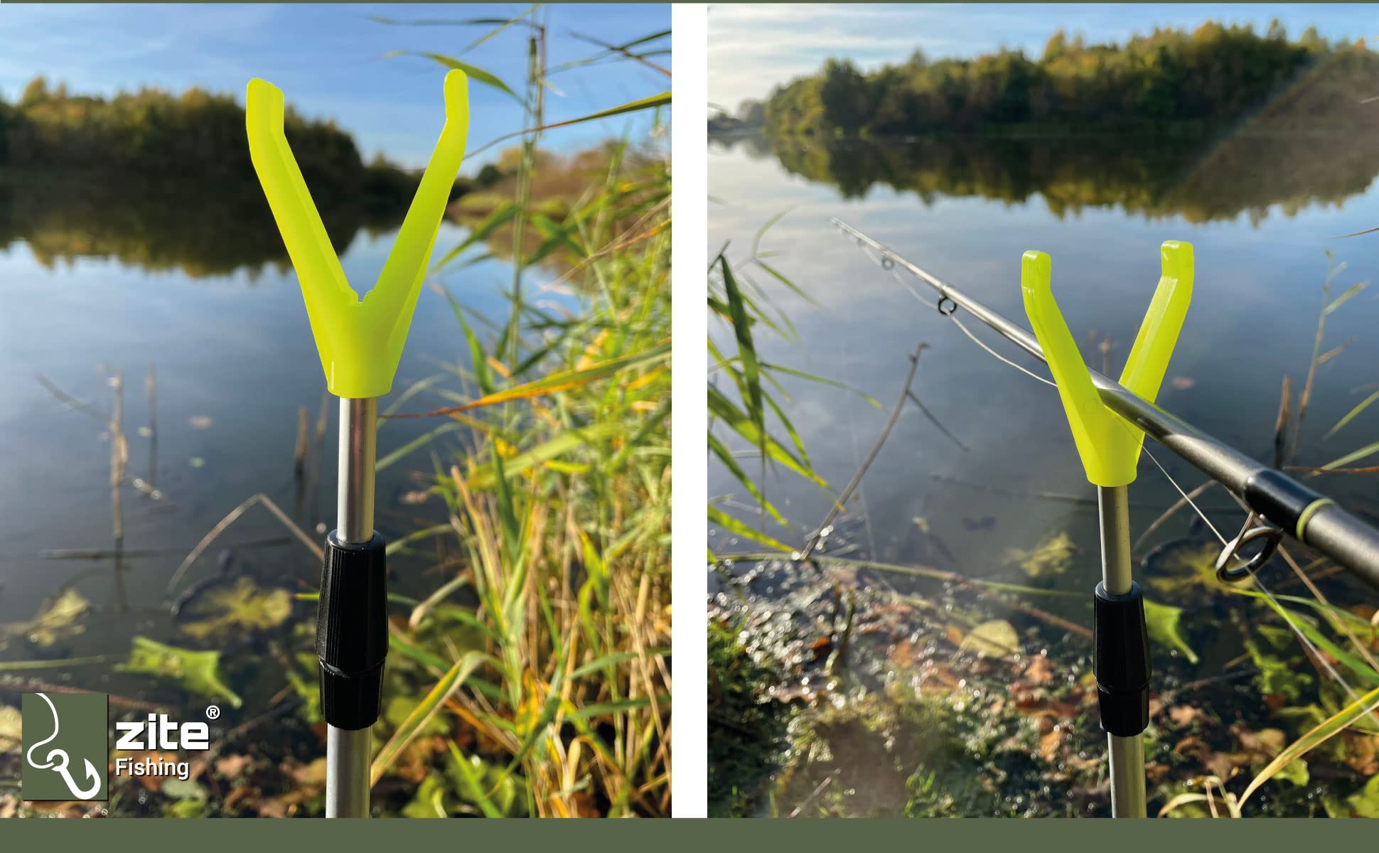 Zite Fishing Teleskop Rutenhalter Angel 75-135cm – Angelzubehör Rutenauflage Forellen & Karpfen Fischen - Aluminium Rutenständer Schnurlaufkerbe, Angelrutenhalter Angelhalter Angelständer Angel Halter