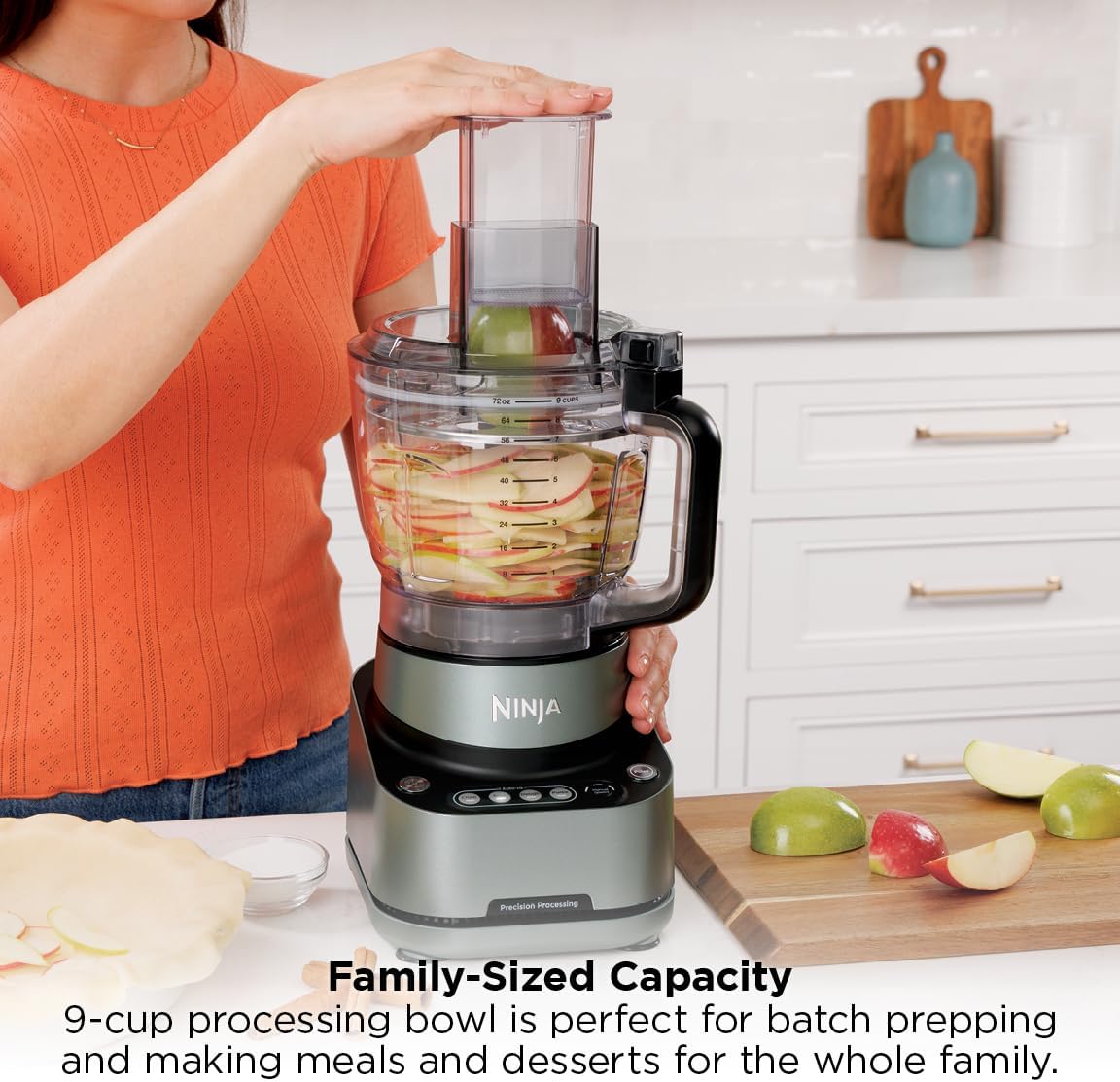 Ninja 9-Cup Food Processor for Kitchen, 1000PW motor, 9-Cup Processing Bowl, Multiple Blades and Adjustable Speed, for Chopping and Slicing Vegetables, Pureeing, and Mixing Dough, BZ601