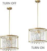 Vista 7 de LMQNINE Modern Foyer Chandelier, Gold Crystal Chandelier Entryway Pendant Light Fixture, Round Adjustable Height Chandeliers for Kitchen Island