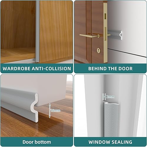 Miniatura 9 de Tira de sellado de puerta para ventana inferior y lateral de la puerta, tira de sellado de espuma autoadhesiva para ventana, kit de aislamiento de