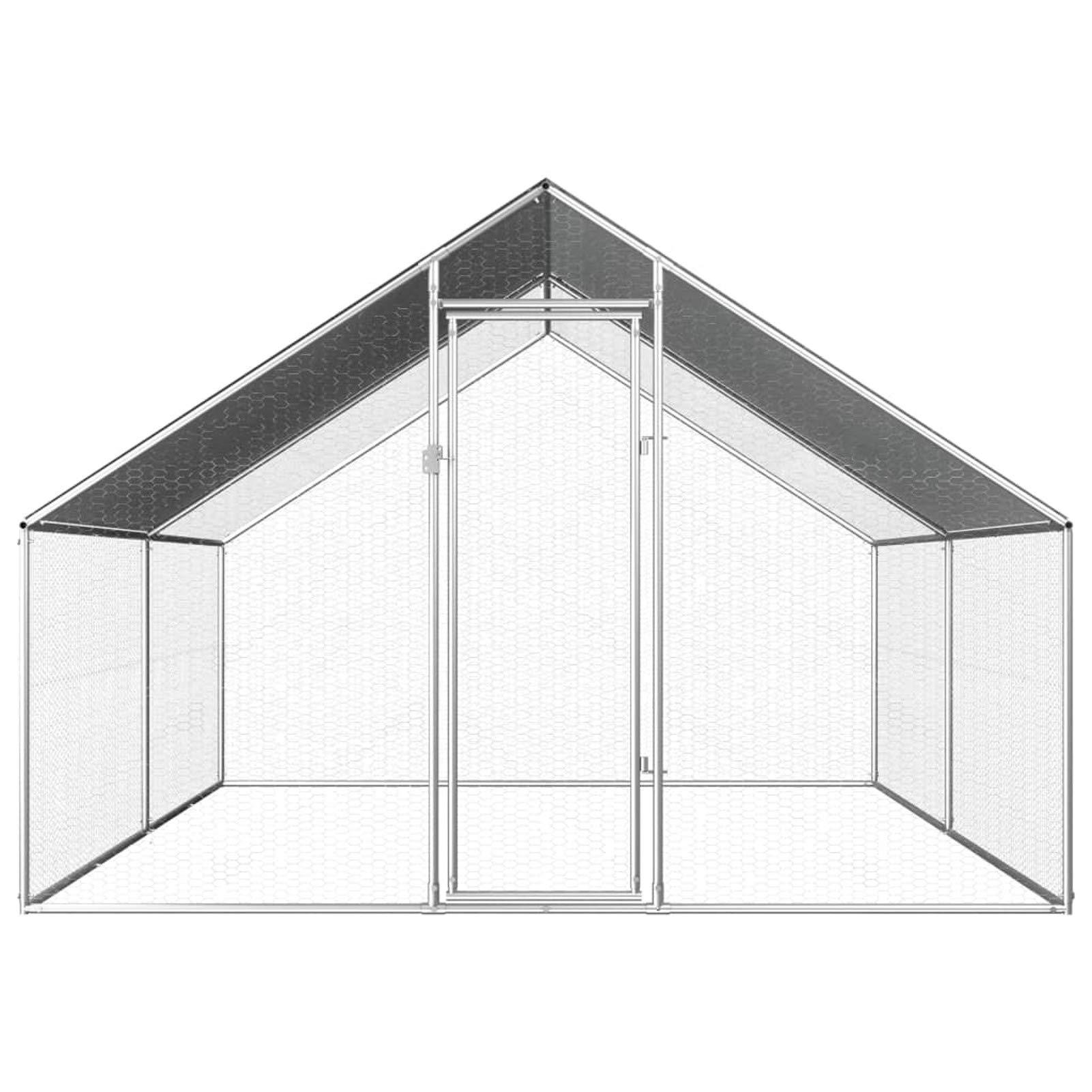 Homgoday Jaula para pollos al aire libre, 2,75 x 4 x 1,92 m, acero galvanizado, gallinero y corral, gallinero, jaula de aves de corral para gallinas, patos, conejos, perros, jaula de aves de corral