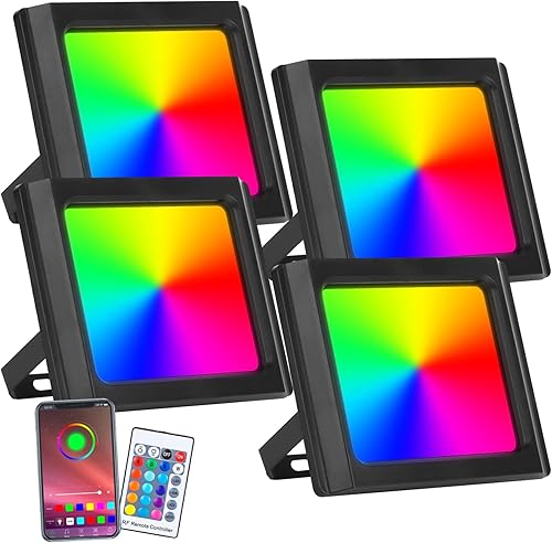 Hovothy Luz LED RGB, equivalente a 150 W, 1500 lúmenes, cambio de color inteligente, luz LED de paisaje, control de aplicación, blanco cálido 2700 K