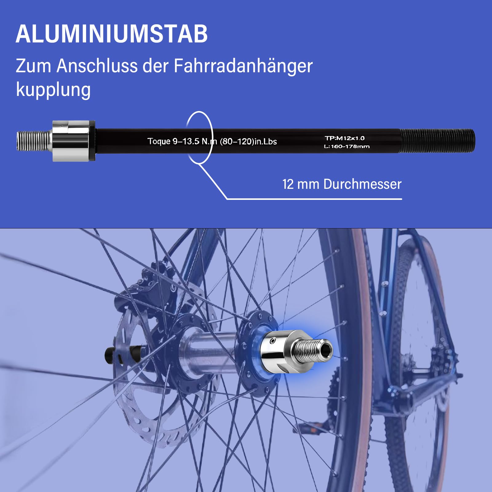 Oś wtykana przyczepka rowerowa - M12
