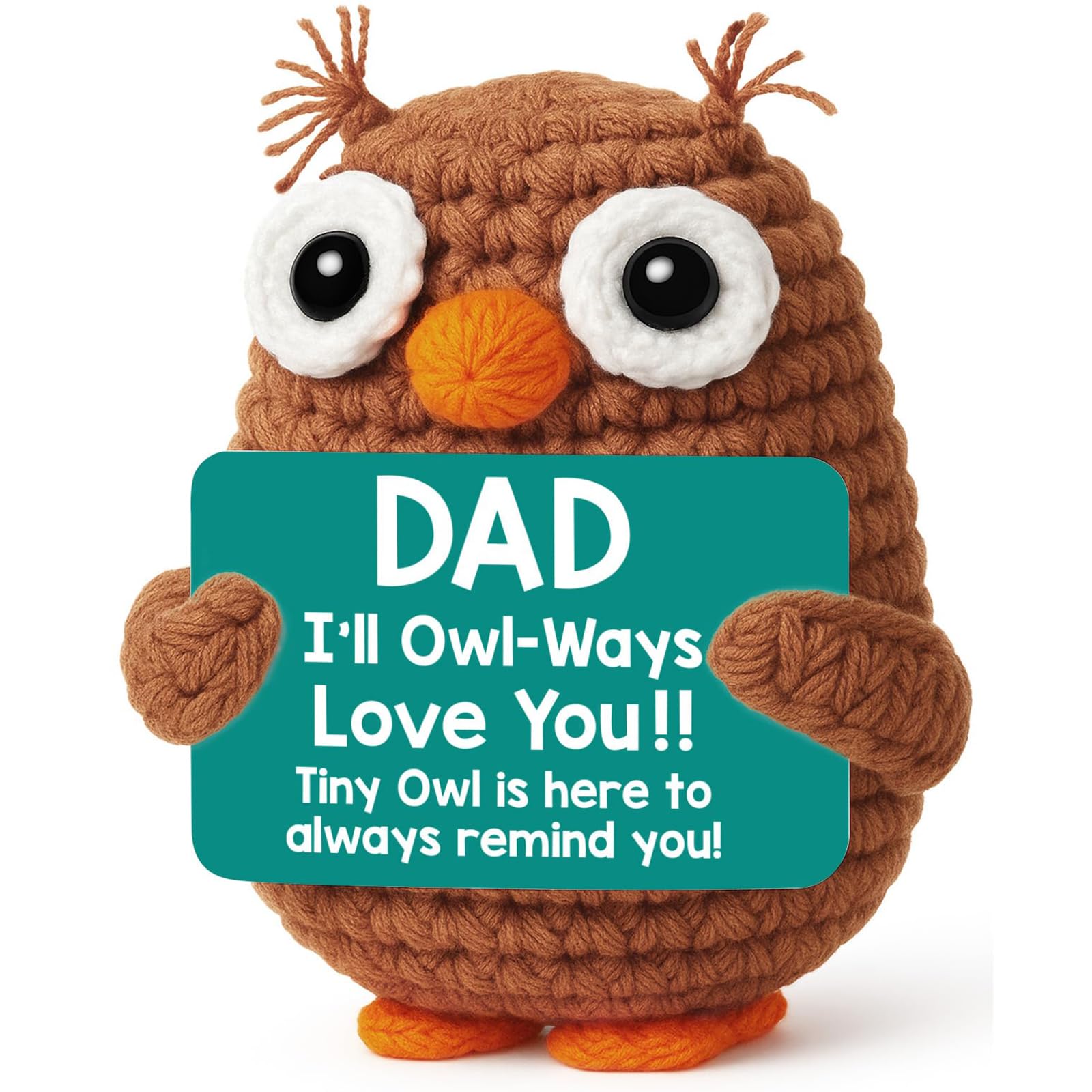 Fathers Day Funny Gifts,Dad Gifts,Mini Owl,from Daughter Son,Cute Handmade Positive Crochet “Dad I’Ll Owl-Ways Love You” Gifts for Your Husband’S Father, Father-in-Law and Grandfather