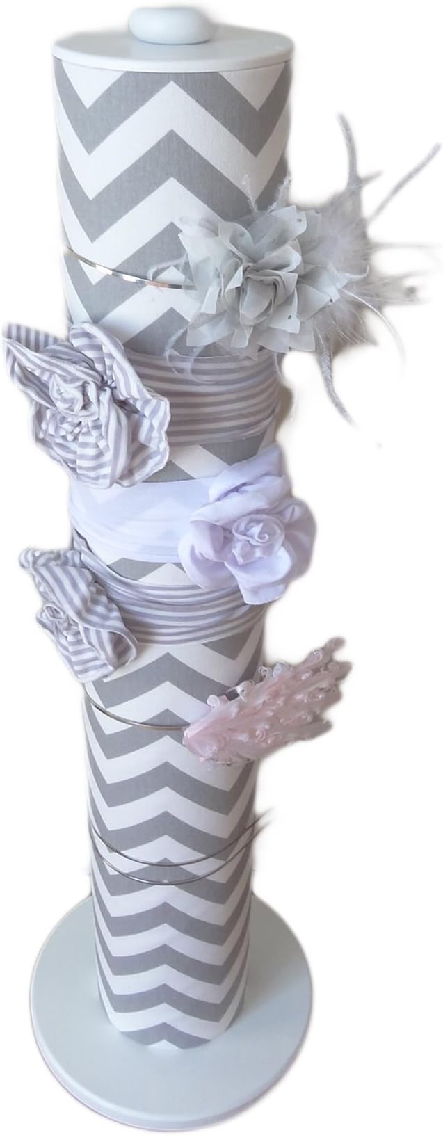 Headband Holder - 3ft Floor Stand, (Gray and White Chevron)
