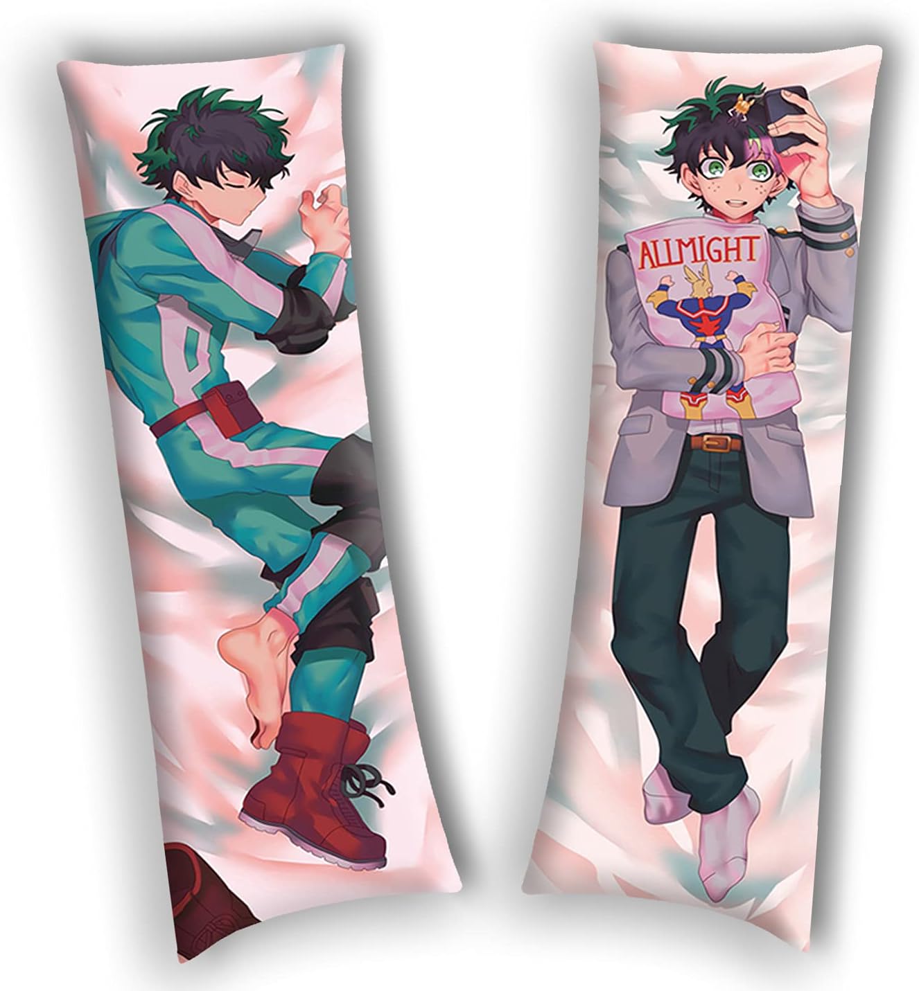 Deku Anime Body Pillow Case Izuku Midoriya Pillow Cover Japanese Anime Hugging Pillowcase 59in x19.6in Peach Skin