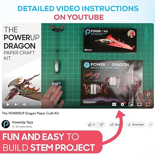 Miniatura 3 de POWERUP Kit de manualidades de papel de dragón 4.0. Avión de dragón controlado por teléfono inteligente. Kit educativo STEM al aire libre para