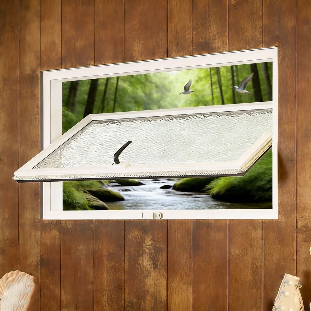 Gskdzg White Shed Window Replacement Basement Hopper Window Flush Mount Bathroom Windows For Garage Rv Kitchen Cabin Barn Warehouse(,W30 X H30cm (12" X 12"))