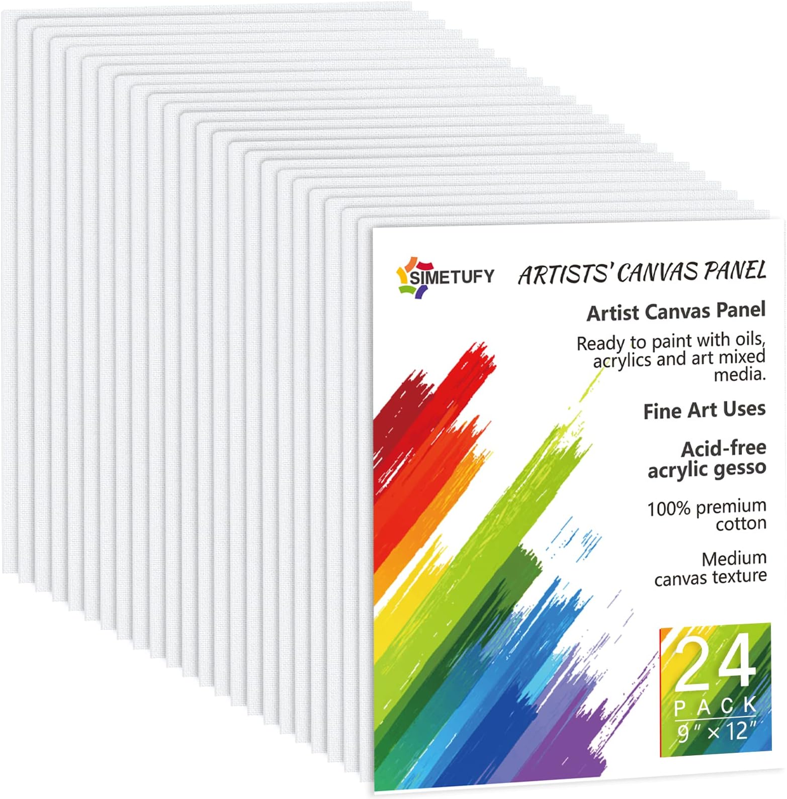 24 Pack Canvases for Painting 9 x 12 inch, Canvas Boards for Painting Gesso Primed