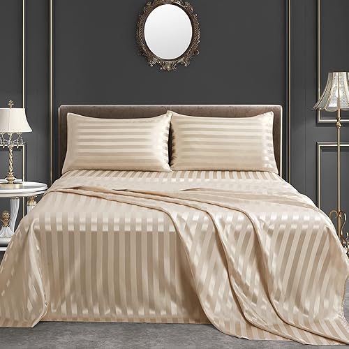 Miniatura 174 de SiinvdaBZX - Juego de sábanas de satén de tamaño individual, 3 piezas ultra sedosas, suaves, de satén verde salvia con bolsillo profundo, 1 sábana