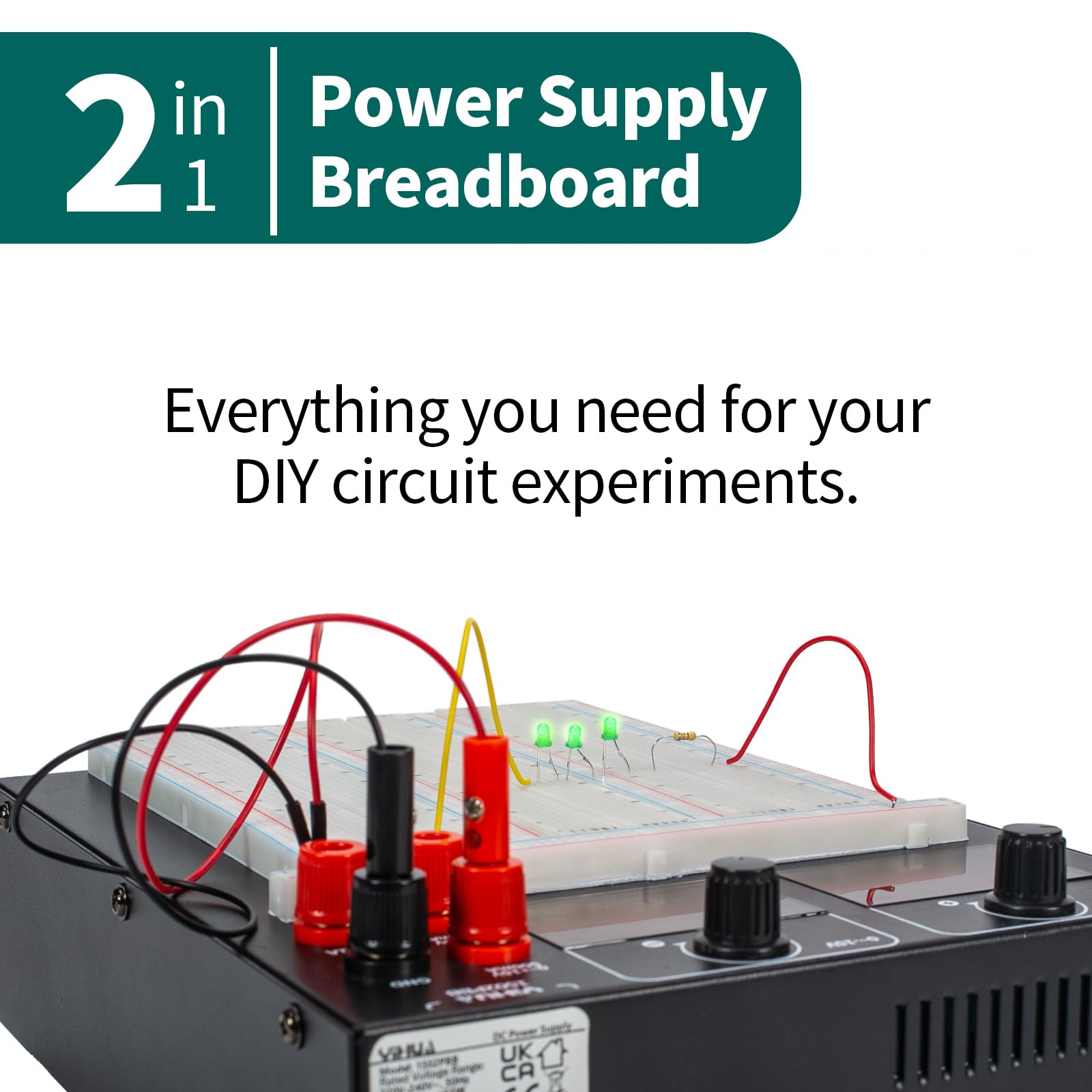 YIHUA 1502PBB Alimentazione per breadboard jumper kit con uscita CC + 15 V -15 V alimentatore per arduino starter kit, elettronica progetto, scheda circuito senza saldatura