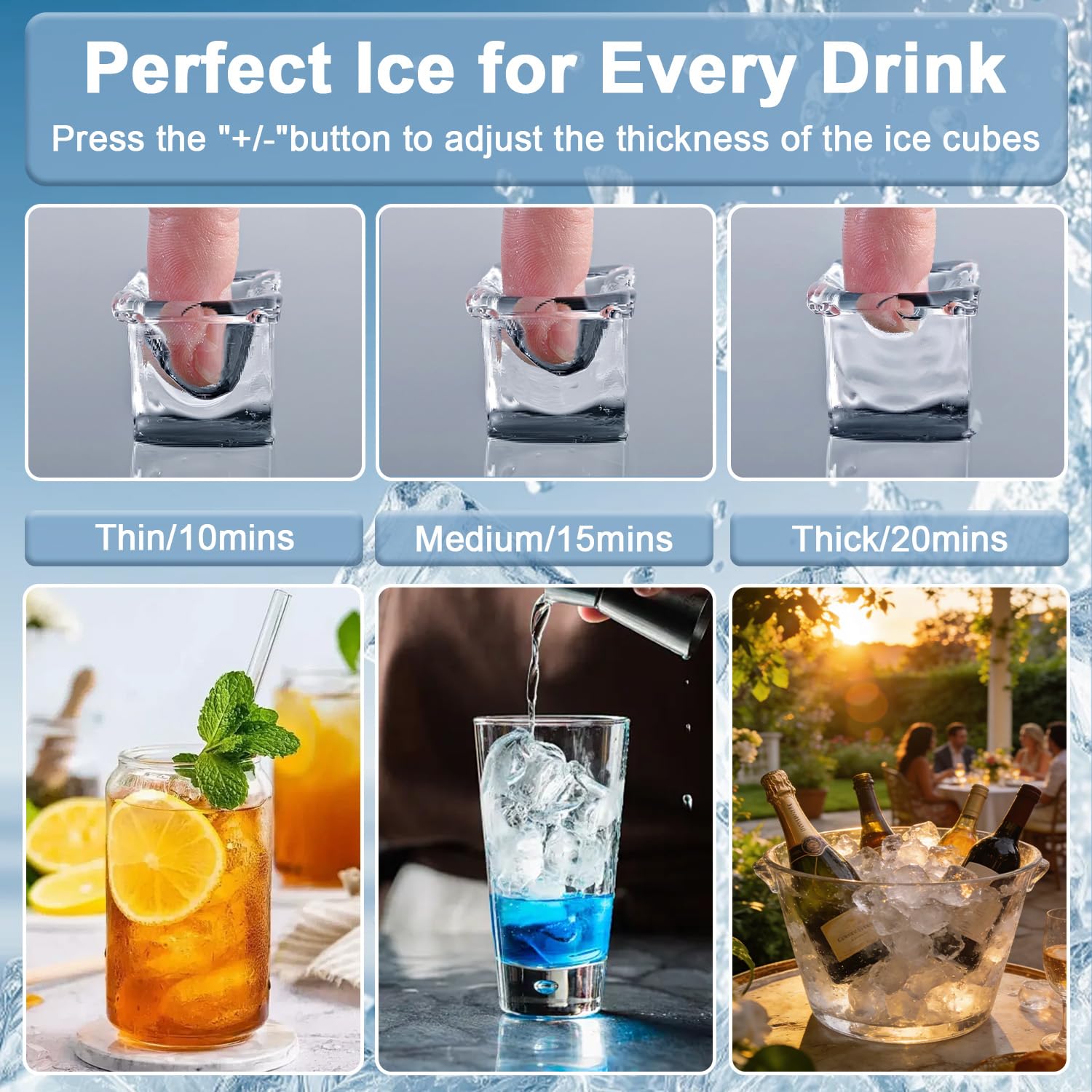 Waleaf 44LBS/24H Countertop Nugget Ice Makers with Timer, 24PCS Ice Cubes Ready in 6 Mins,Portable Auto-Cleaning Ice Machine with 2L Water Tank, for Home Kitchen Camping RV — view 5