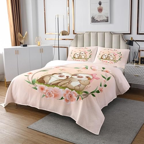 Miniatura 10 de Erosebridal Juego de ropa de cama de 3 piezas con estampado de animales de dibujos animados para niños, niñas y niñas, juego de edredón con