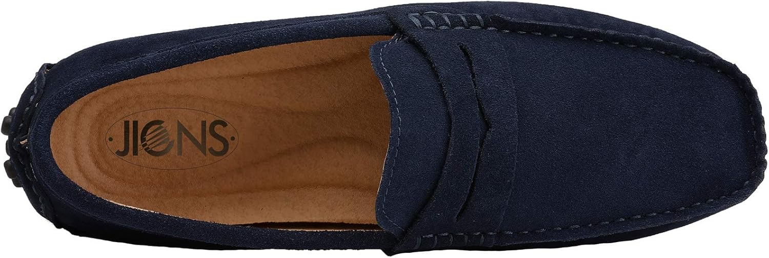 JIONS Mens Driving Penny Loafers Suede Moccasins Slip On Casual Dress Boat Shoes - Image 2