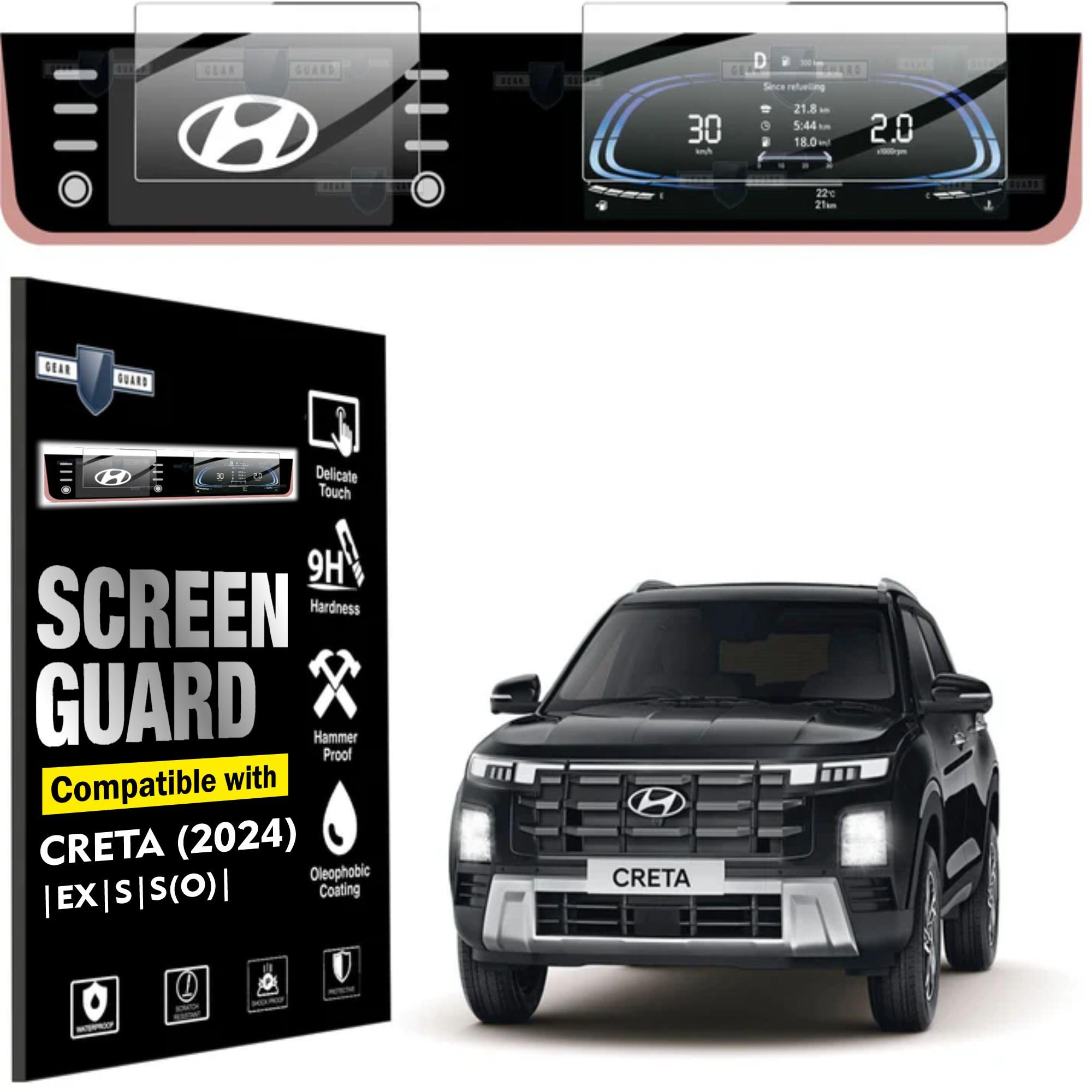 LF Glass Touch Screen Guard For Hyundai Creta 2024 Car Accessories Full Screen 8" Inch Infotainment System Protector With 10.25Inch Instrument Cluster - Clear (B0CW6G3H2P) Amazon Price History, Amazon Price Tracker