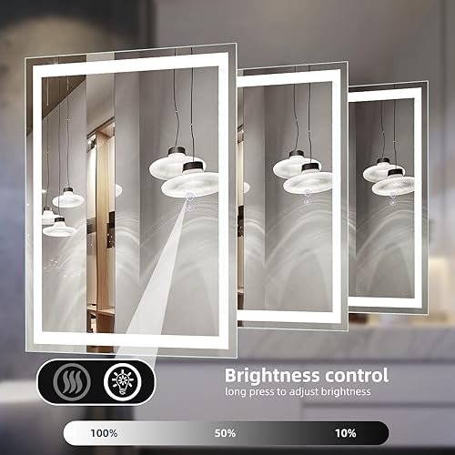 Miniatura 4 de 40x24 LED Bathroom Mirror with Lights, Anti-Fog, Dimmable, Backlit + Front Lit, Lighted Bathroom Vanity Mirror for Wall, Memory Function,