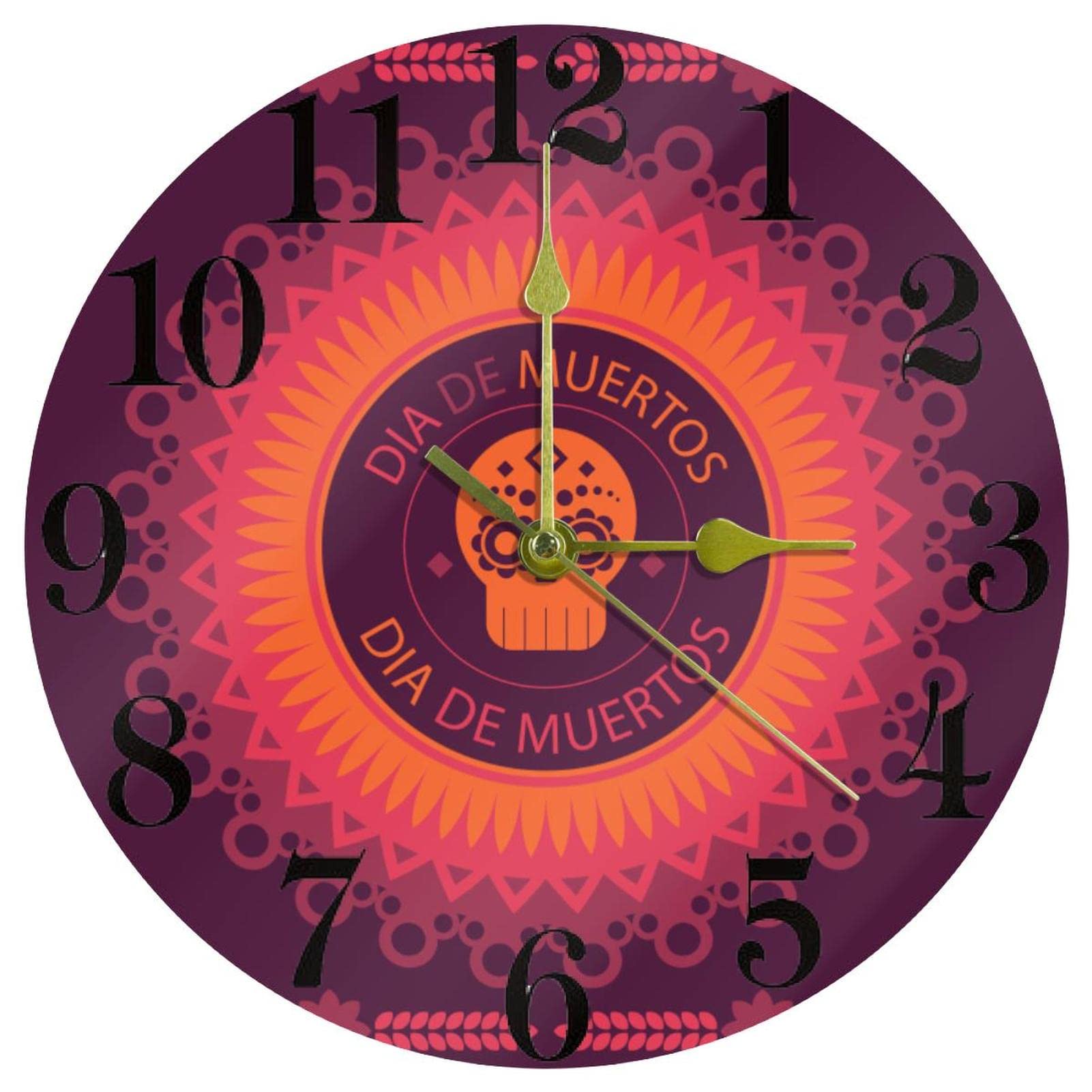 Horloge murale pour maison et cuisine ronde colorée décoration mexicaine festif