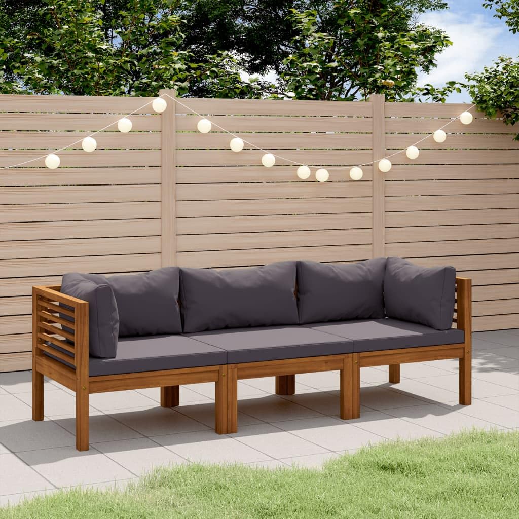 vidaXL Akazienholz Massiv Gartensofa 3-Sitzer mit Kissen Ecksofa Mittelsofa Sofa Lounge Gartenset Garten Garnitur Sitzgruppe Sitzgarnitur Gartenmöbel