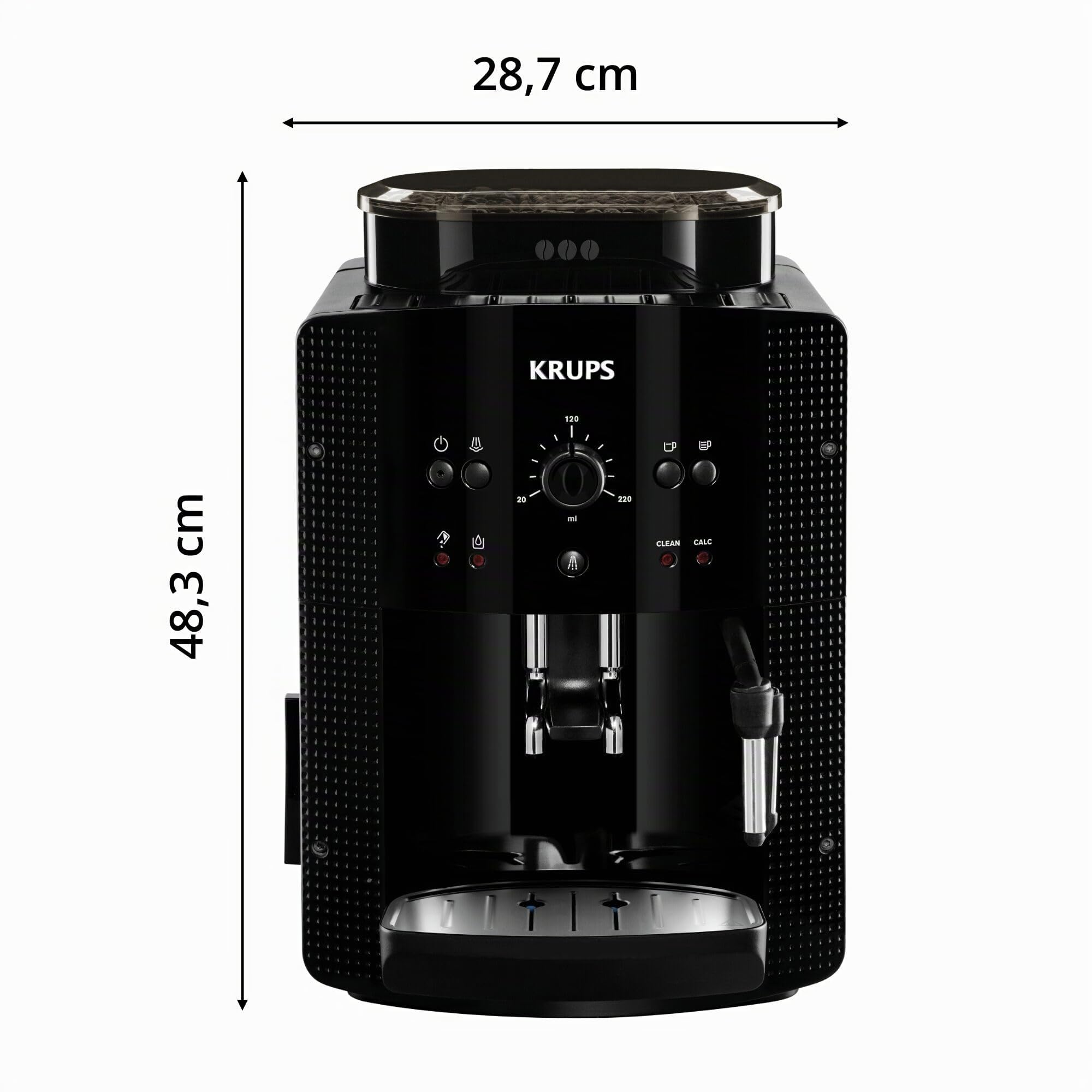 Krups Roma EA81R870 Cafetera expreso superautomática,1.7 L, 3 Niveles de Temperatura, 3 Texturas de molienda, 1450 W, 1 Cups, plástico, Estándar Negra