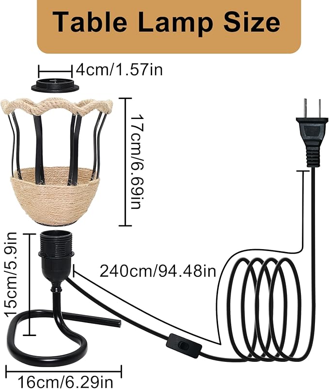 FEYAIM Table Lamp, Small Desk Lamp Triangle Base, Vintage Bedside Reading Lamp Base, E27 Light Socket, Reading Light with Flower Shade for Bedroom, Living Room(No Bulb) photo 2