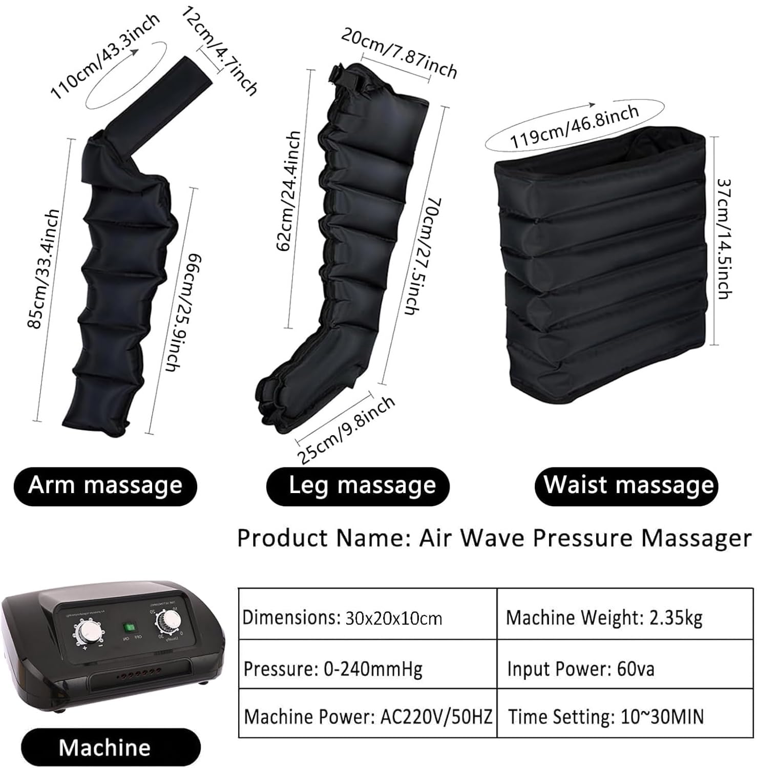 Massaggiatore Piedi E Gambe, Macchinario Pressoterapia per Casa con 6 airbag per Piedi e Polpacci da Onde di Pressione per Drenaggio Linfatico, Aiuta Ad Alleviare Il Dolore E Il Relax Del Linfedema